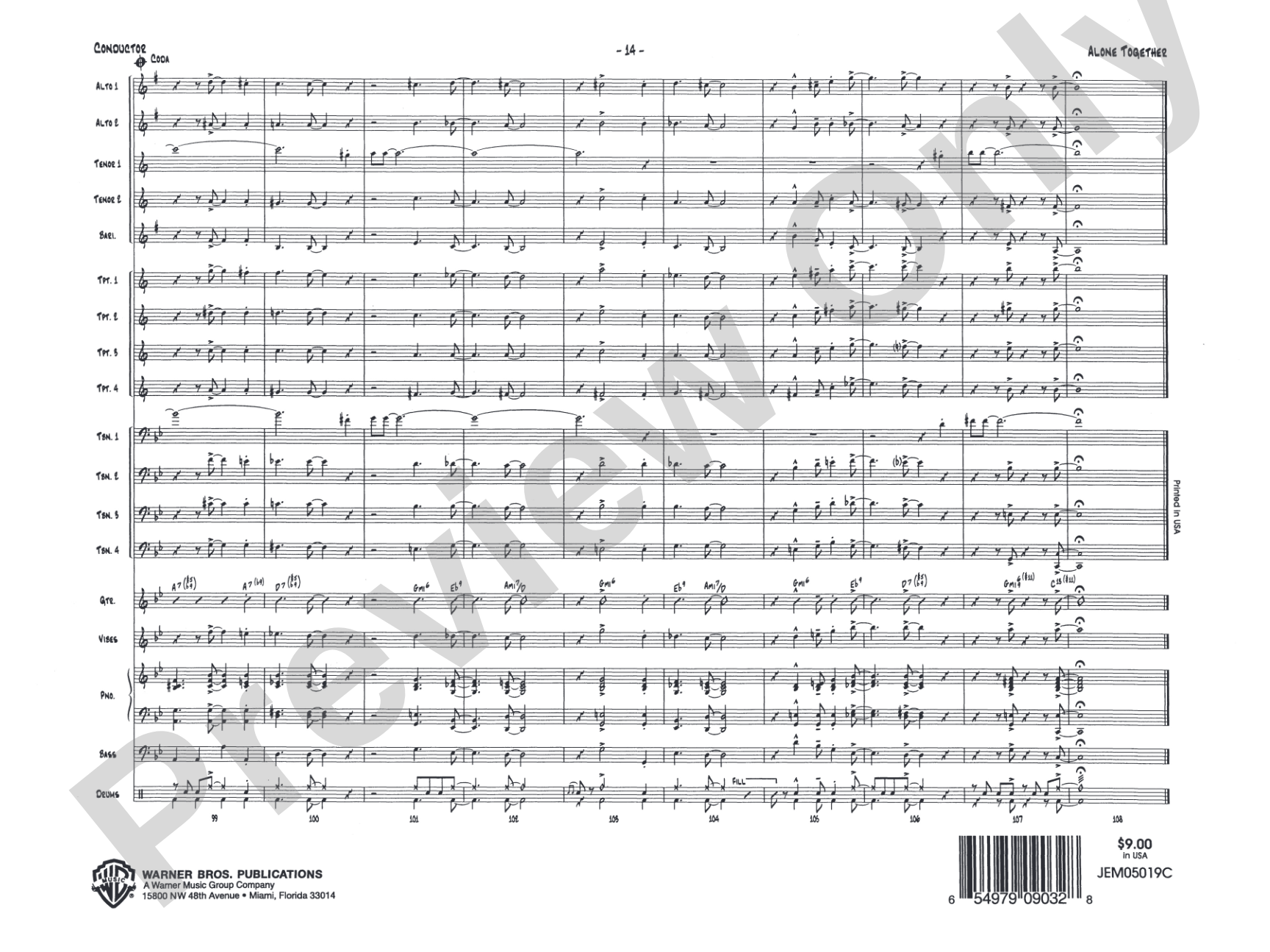 Alone Together: Jazz Ensemble Conductor Score & Parts