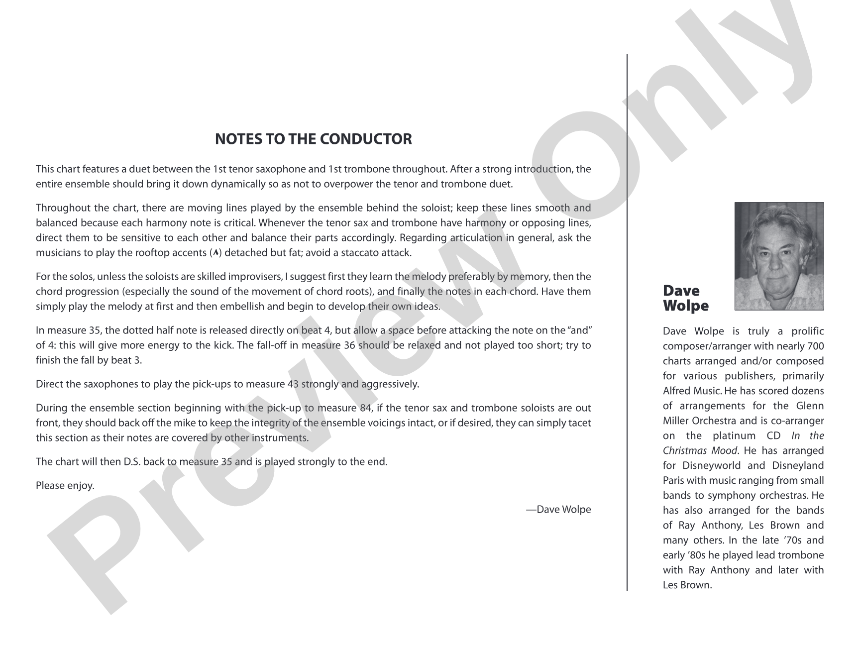 Alone Together: Jazz Ensemble Conductor Score & Parts