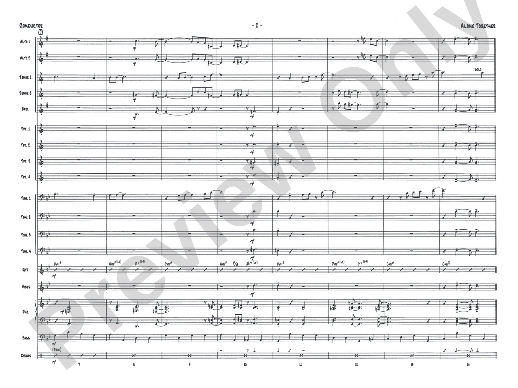 Alone Together: Jazz Ensemble Conductor Score & Parts