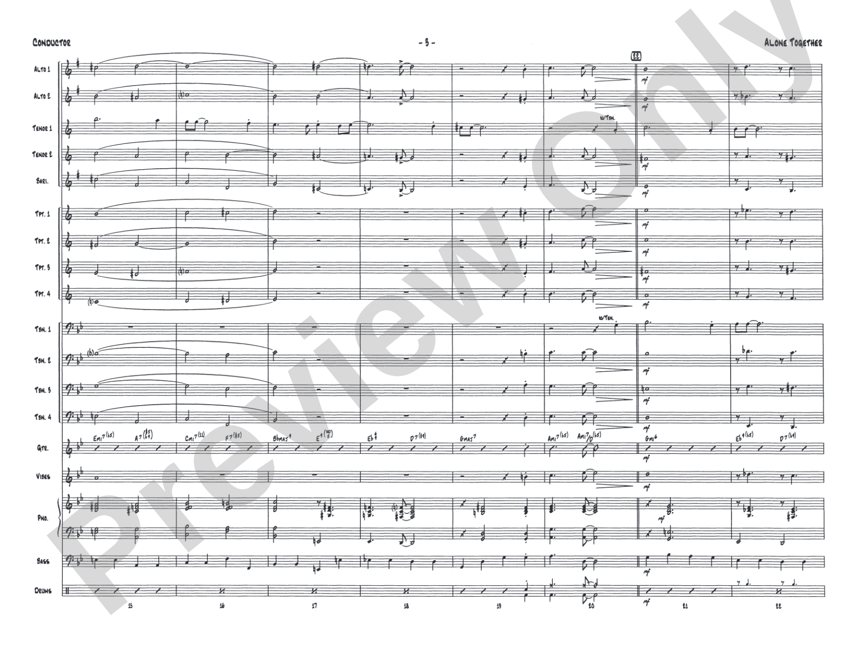 Alone Together: Jazz Ensemble Conductor Score & Parts