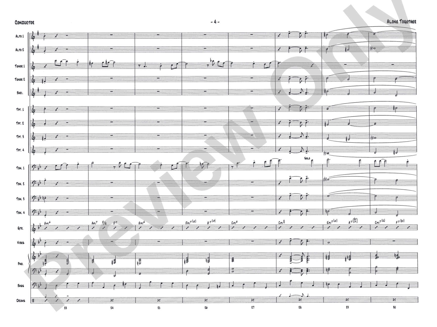 Alone Together: Jazz Ensemble Conductor Score & Parts