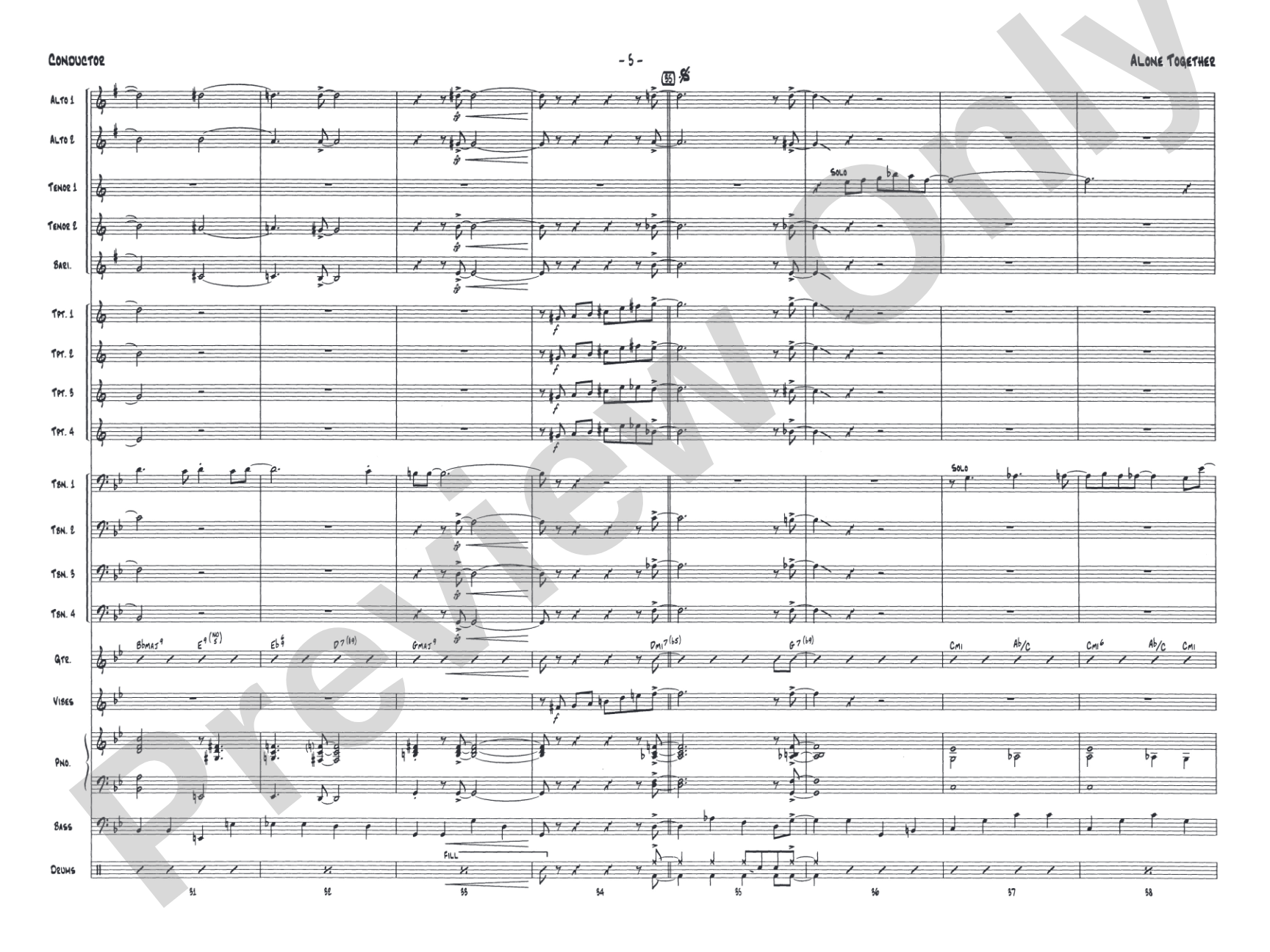 Alone Together: Jazz Ensemble Conductor Score & Parts
