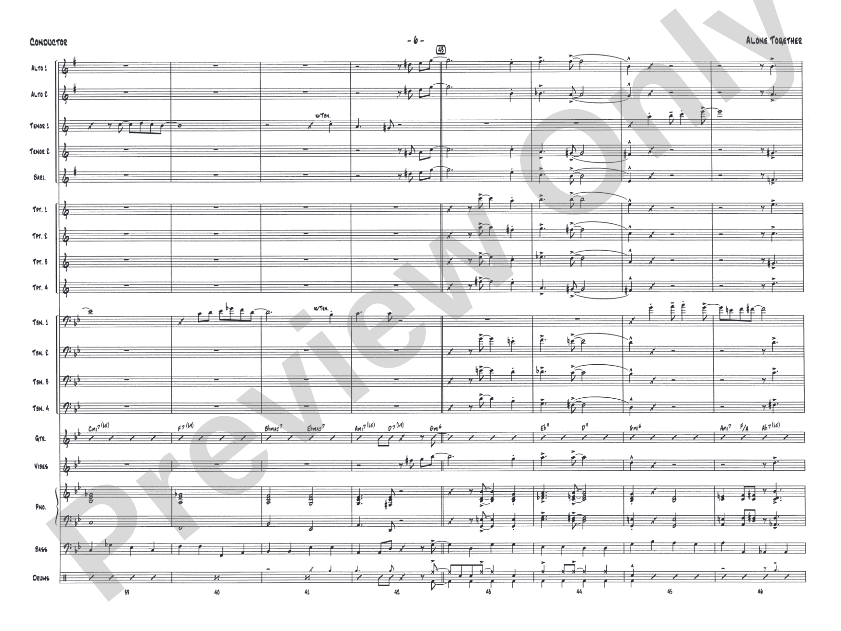 Alone Together: Jazz Ensemble Conductor Score & Parts