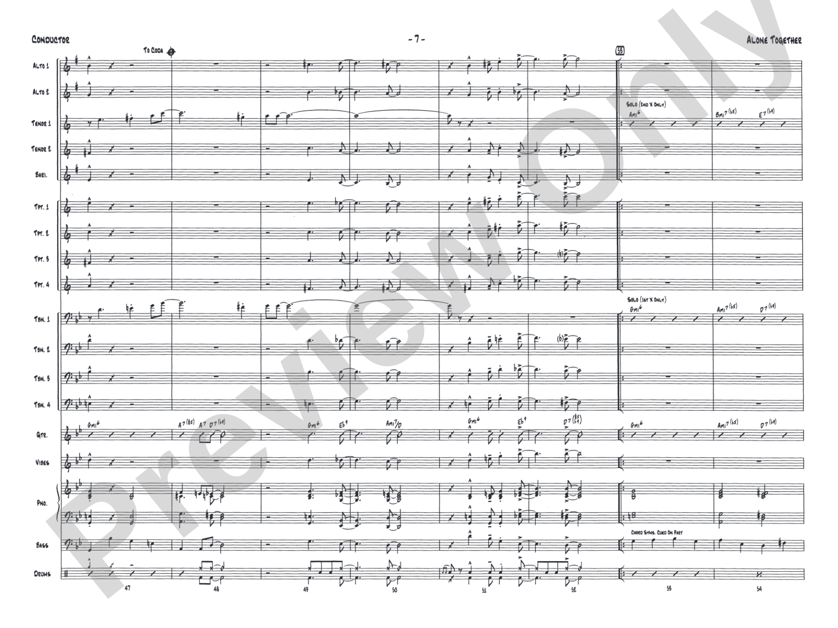 Alone Together: Jazz Ensemble Conductor Score & Parts