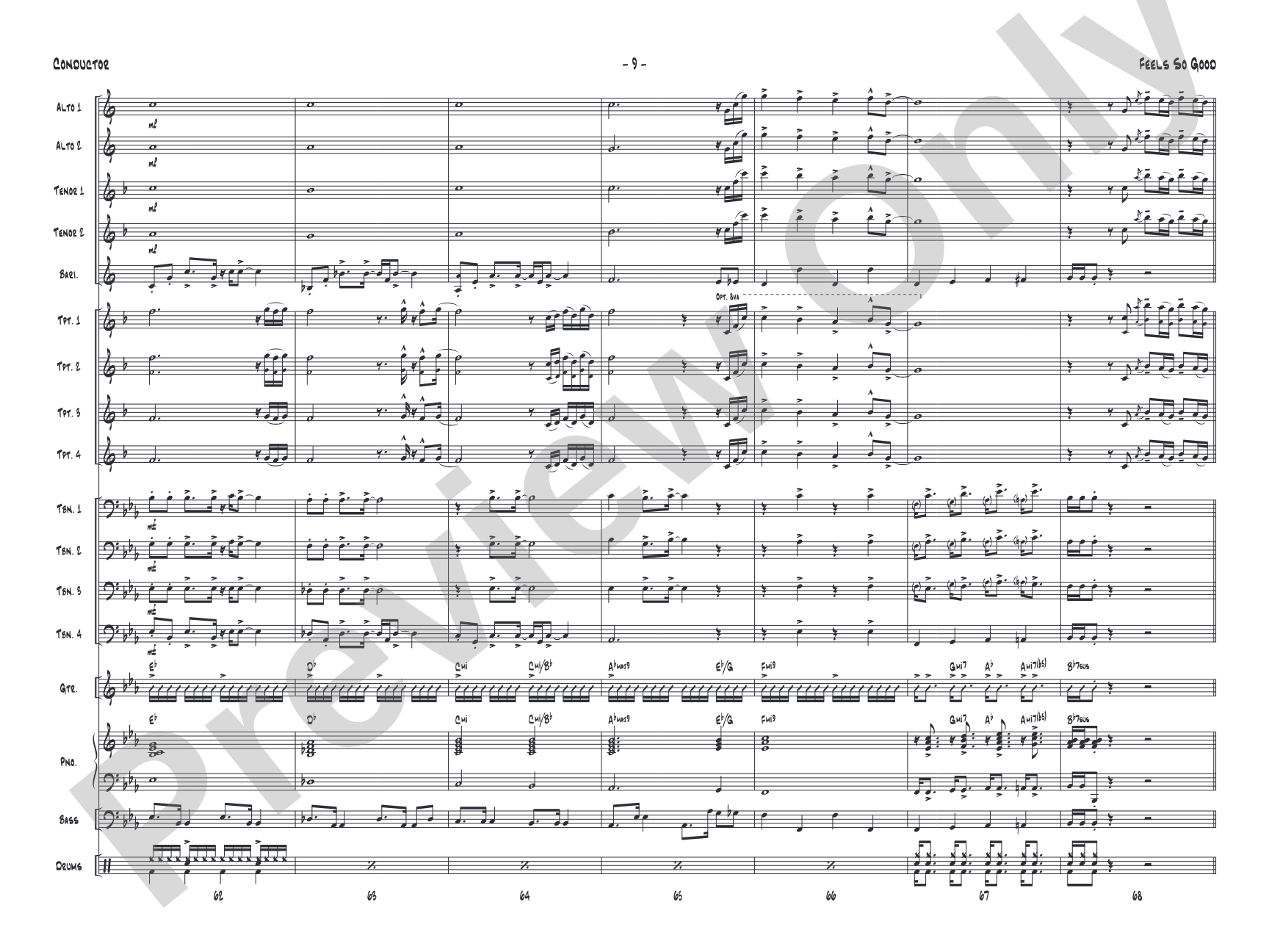 Feels So Good: Jazz Ensemble Conductor Score & Parts