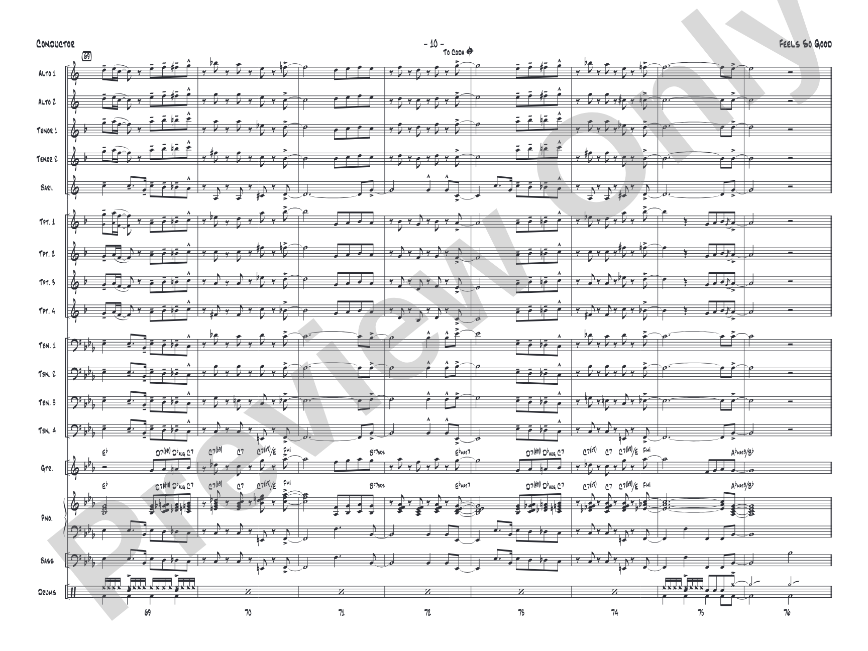 Feels So Good: Jazz Ensemble Conductor Score & Parts