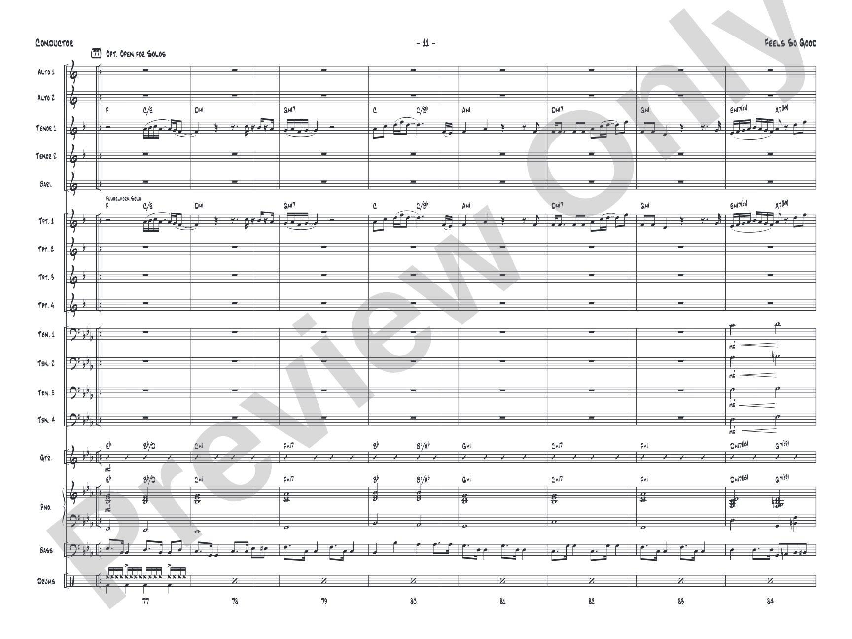 Feels So Good: Jazz Ensemble Conductor Score & Parts