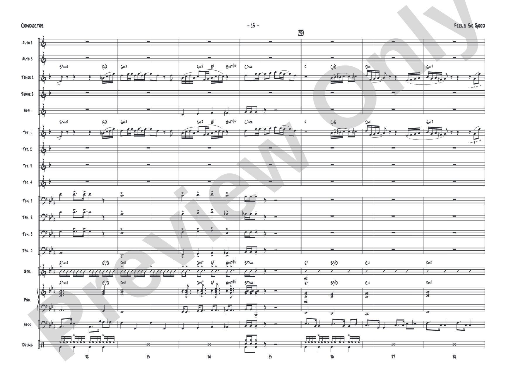 Feels So Good: Jazz Ensemble Conductor Score & Parts
