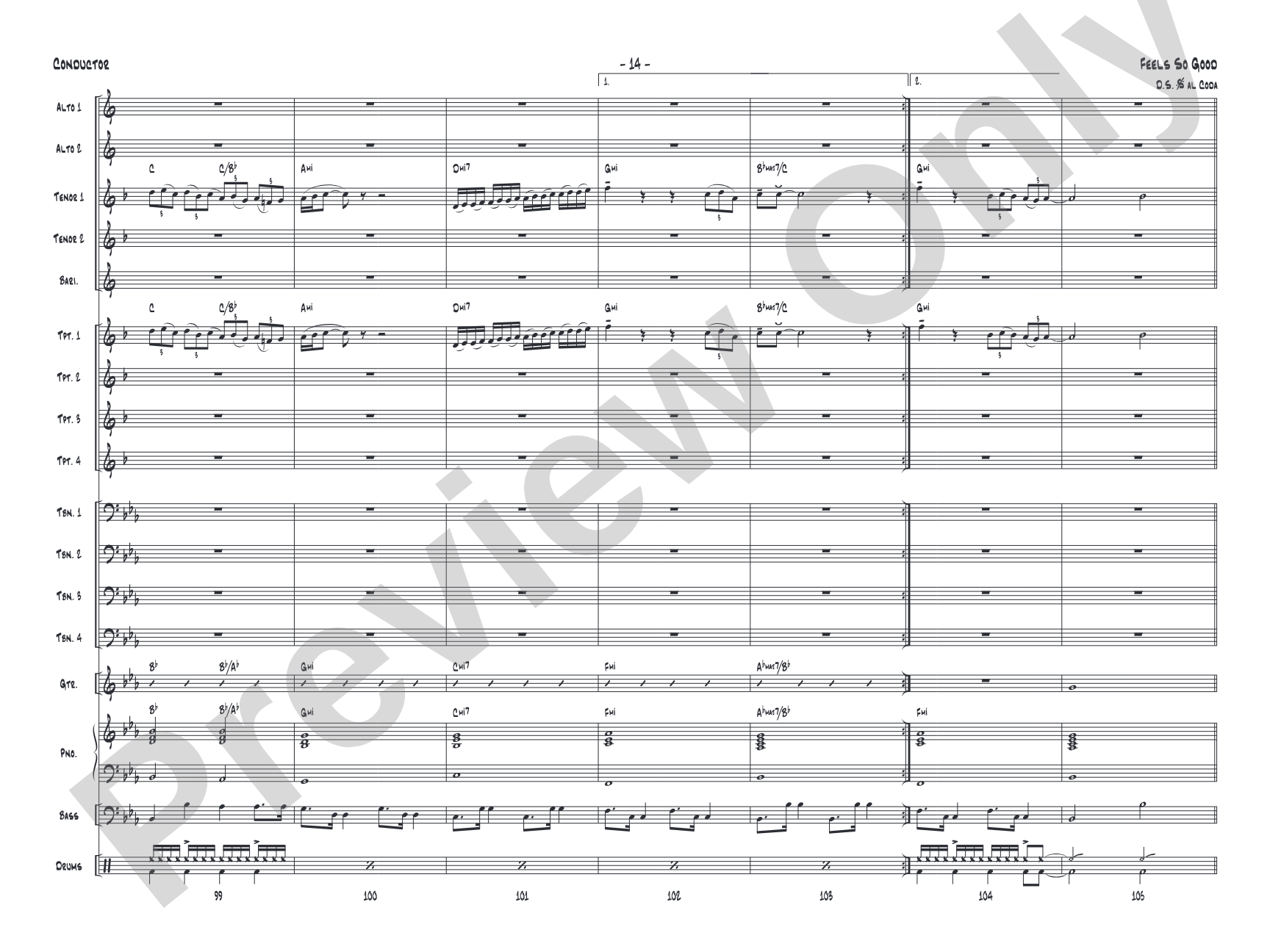 Feels So Good: Jazz Ensemble Conductor Score & Parts