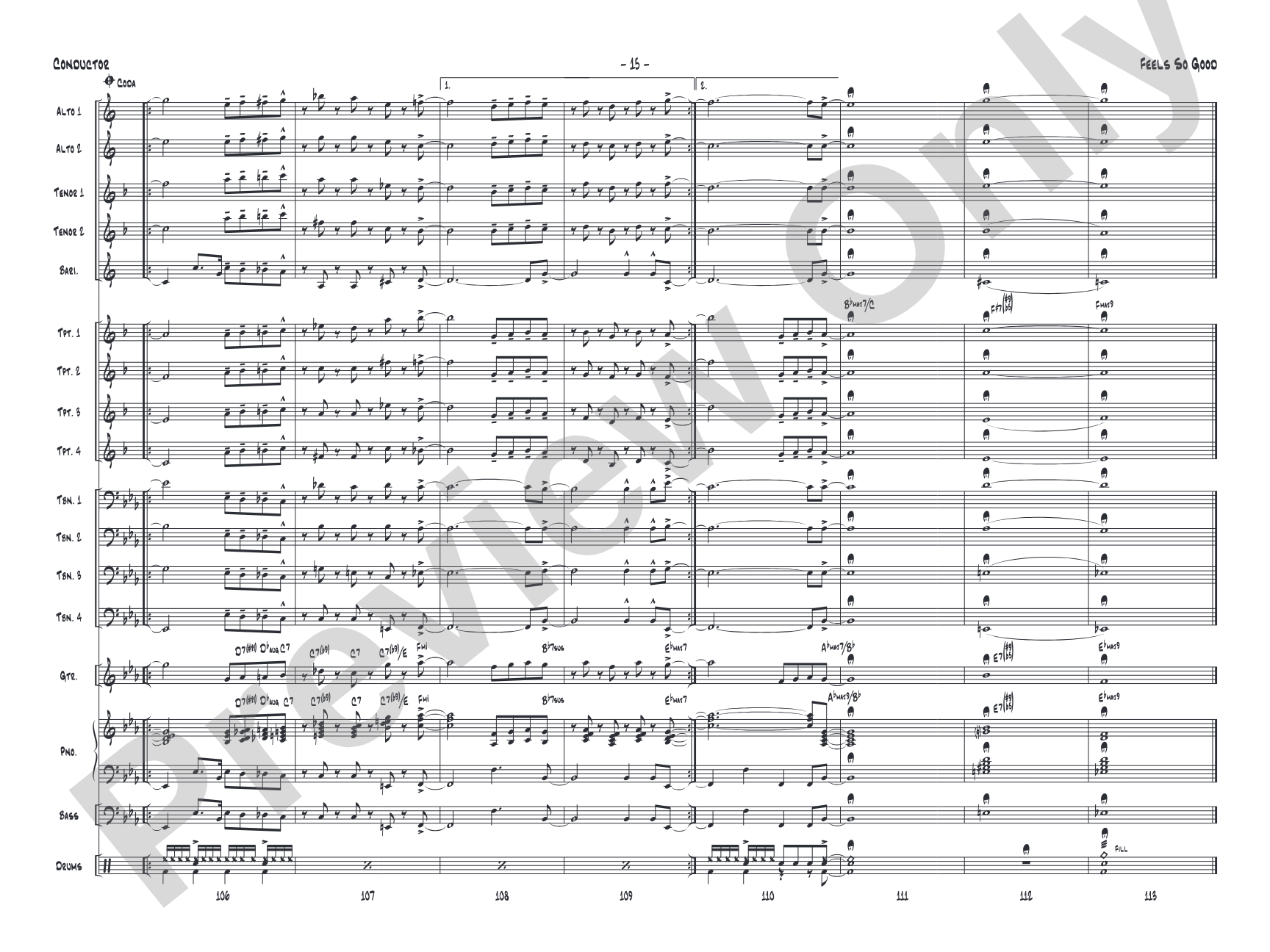 Feels So Good: Jazz Ensemble Conductor Score & Parts