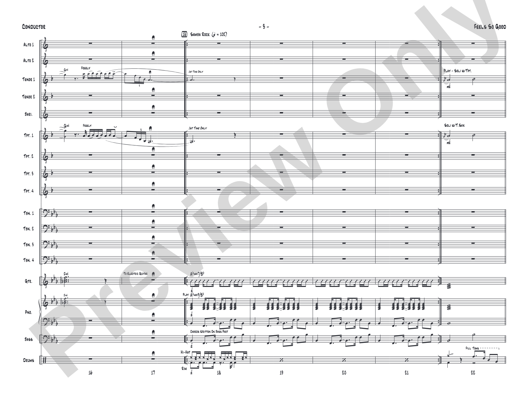 Feels So Good: Jazz Ensemble Conductor Score & Parts