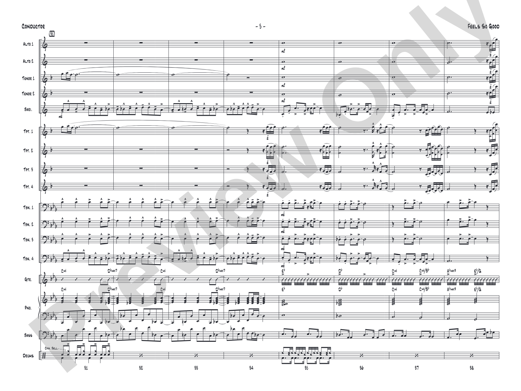 Feels So Good: Jazz Ensemble Conductor Score & Parts