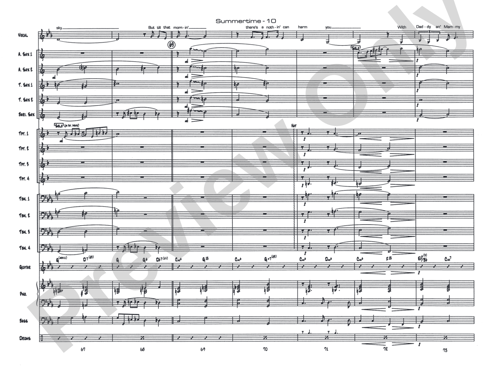 Summertime: Vocal Solo with Jazz Ensemble Conductor Score & Parts