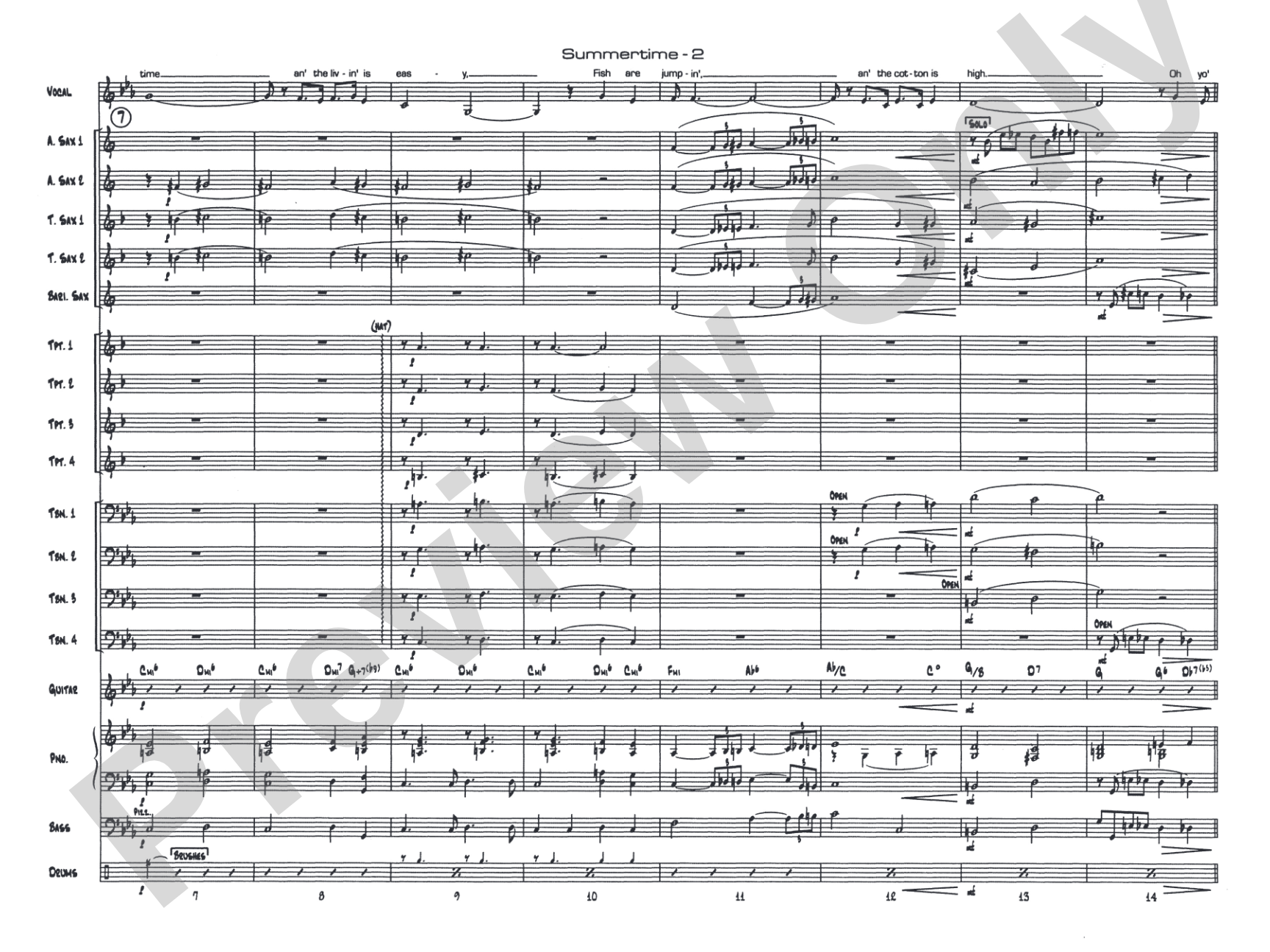 Summertime: Vocal Solo with Jazz Ensemble Conductor Score & Parts