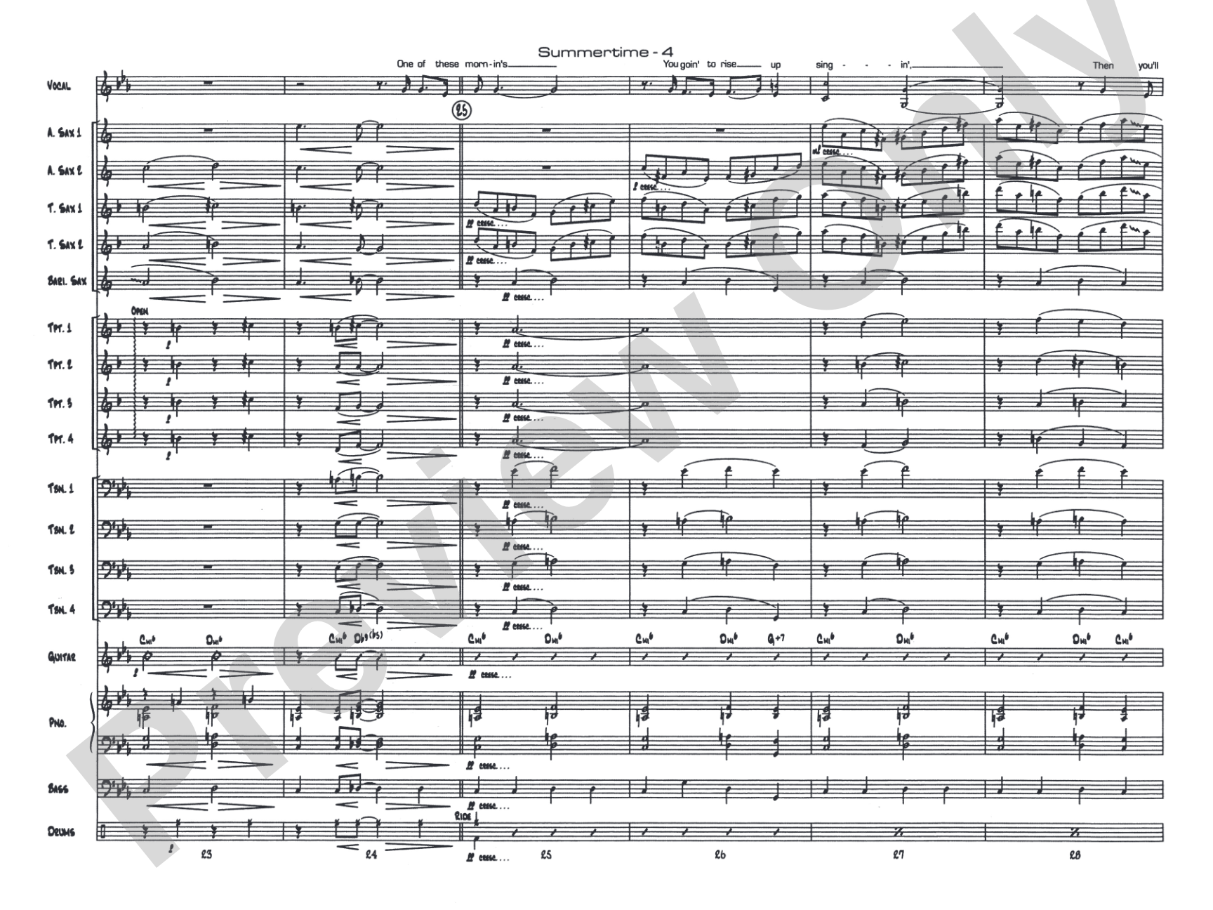 Summertime: Vocal Solo with Jazz Ensemble Conductor Score & Parts