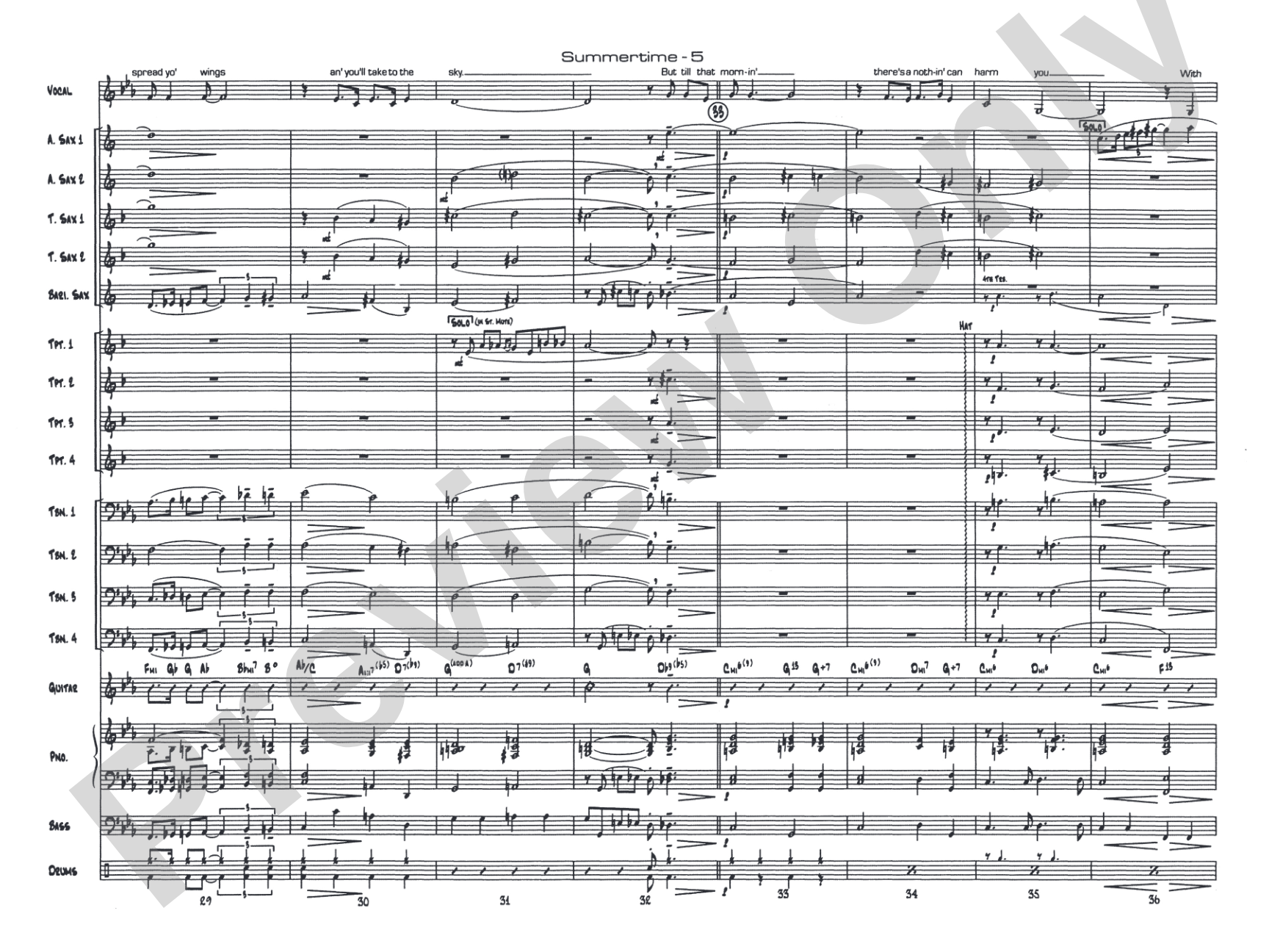 Summertime: Vocal Solo with Jazz Ensemble Conductor Score & Parts