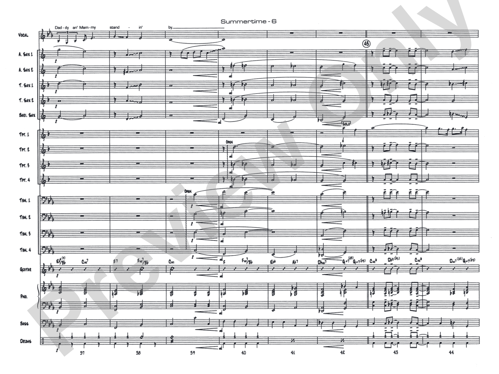 Summertime: Vocal Solo with Jazz Ensemble Conductor Score & Parts