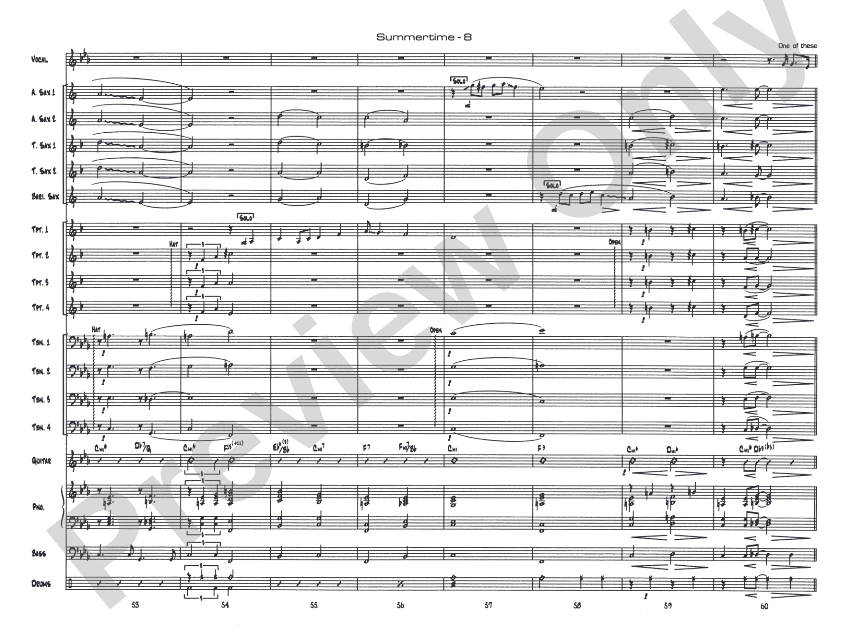 Summertime: Vocal Solo with Jazz Ensemble Conductor Score & Parts