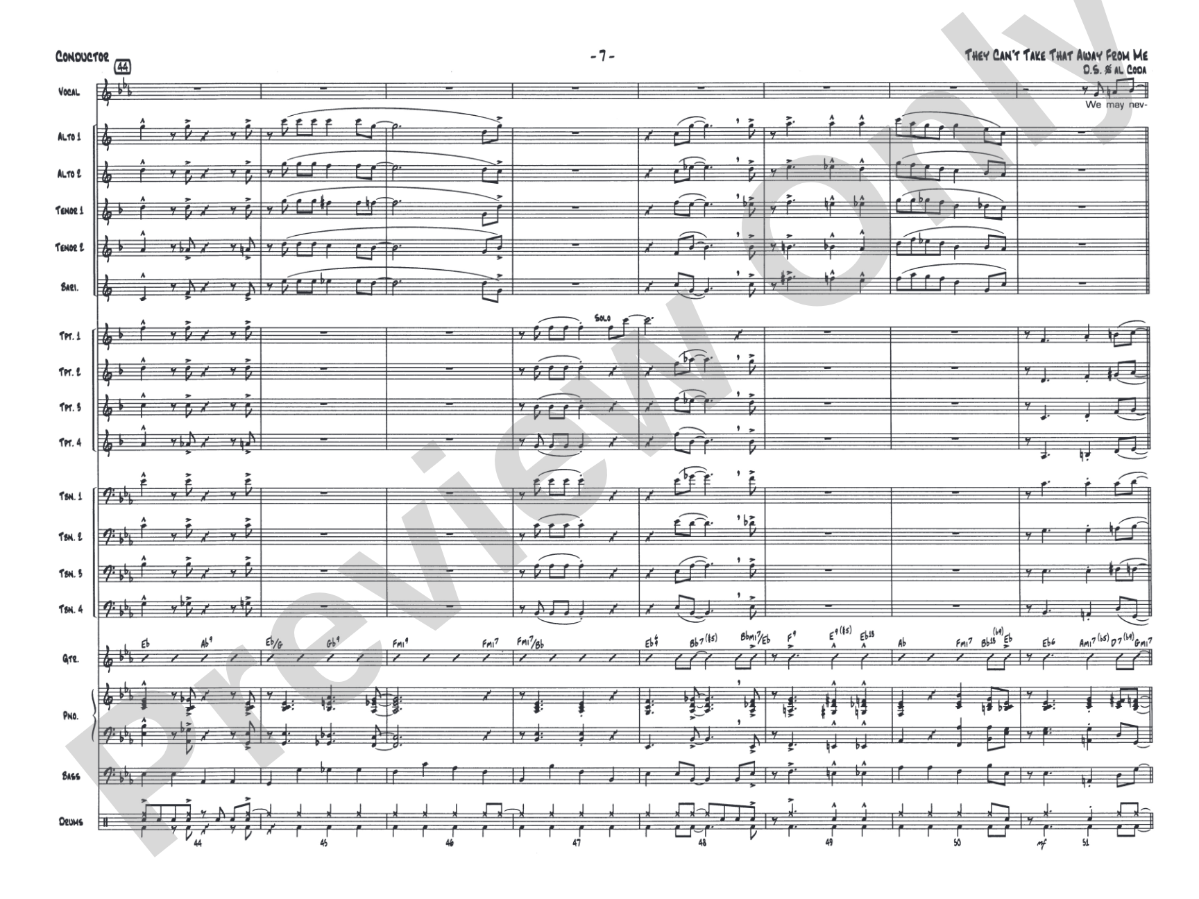 They Can't Take That Away from Me: Score