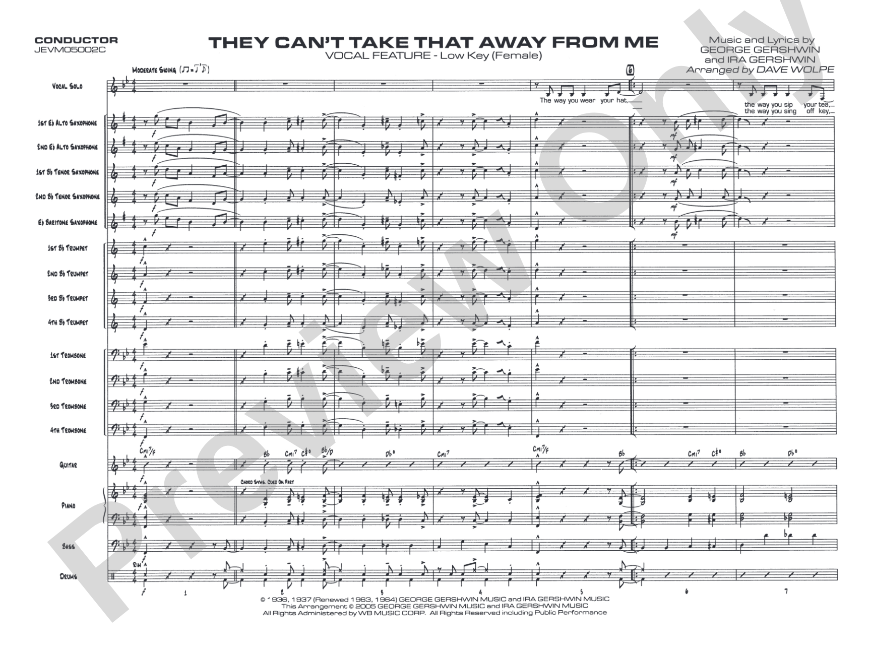 They Can't Take That Away from Me: Score