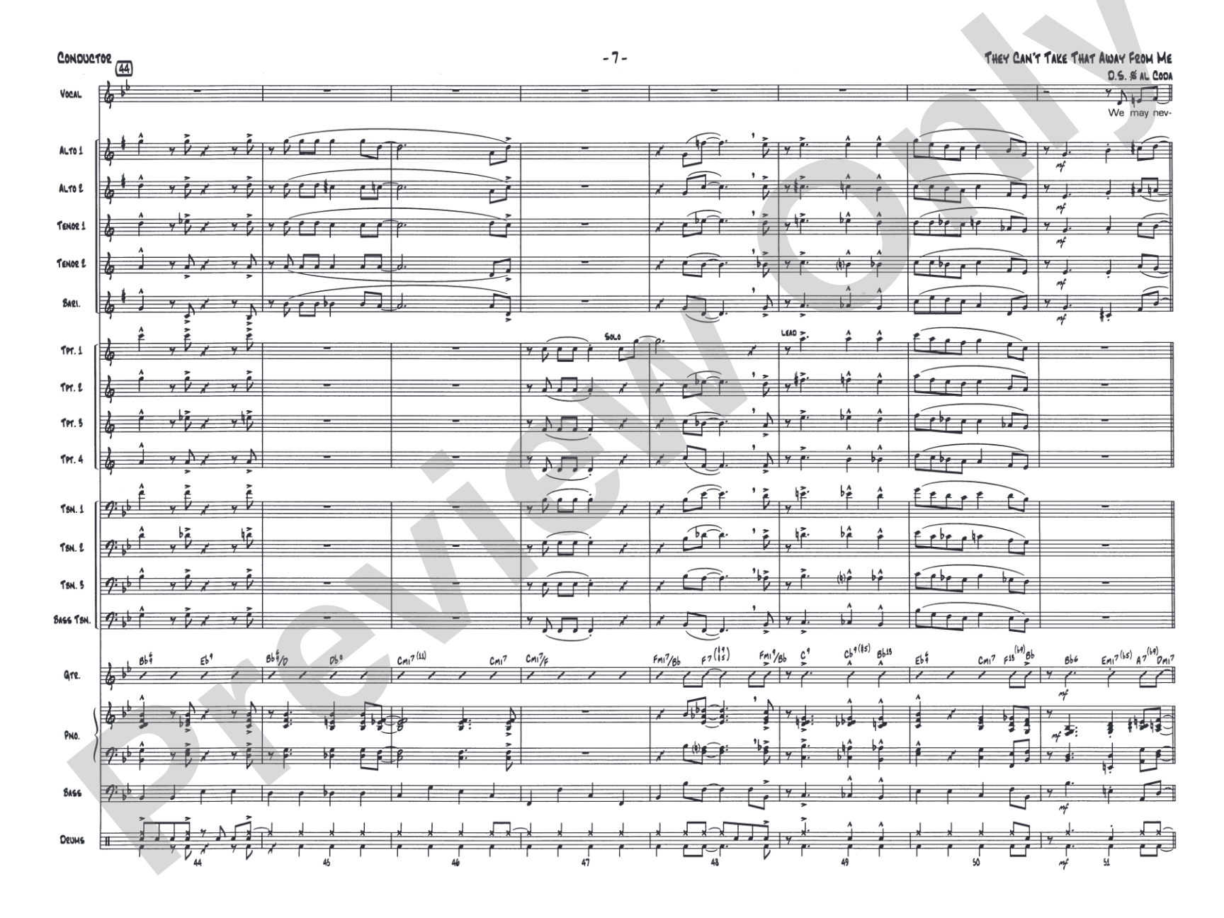 They Can't Take That Away from Me: Score