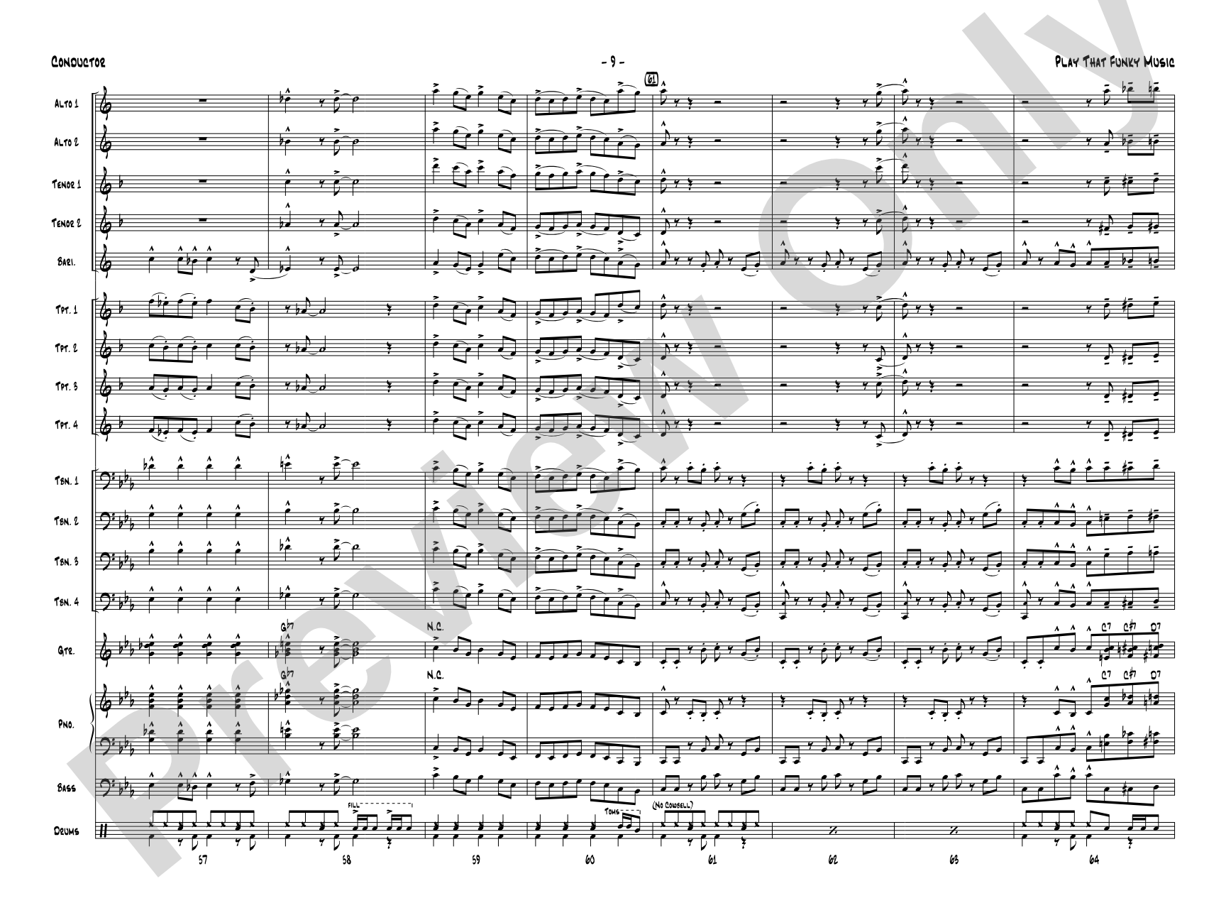 Play That Funky Music: Jazz Ensemble Conductor Score & Parts
