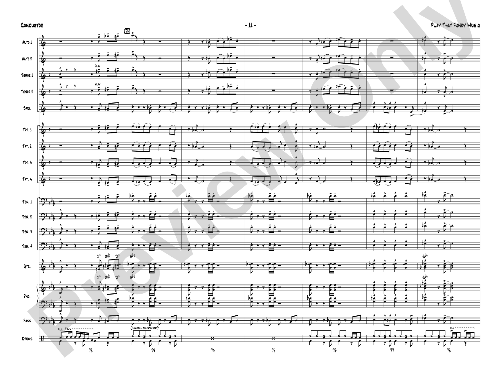 Play That Funky Music: Jazz Ensemble Conductor Score & Parts