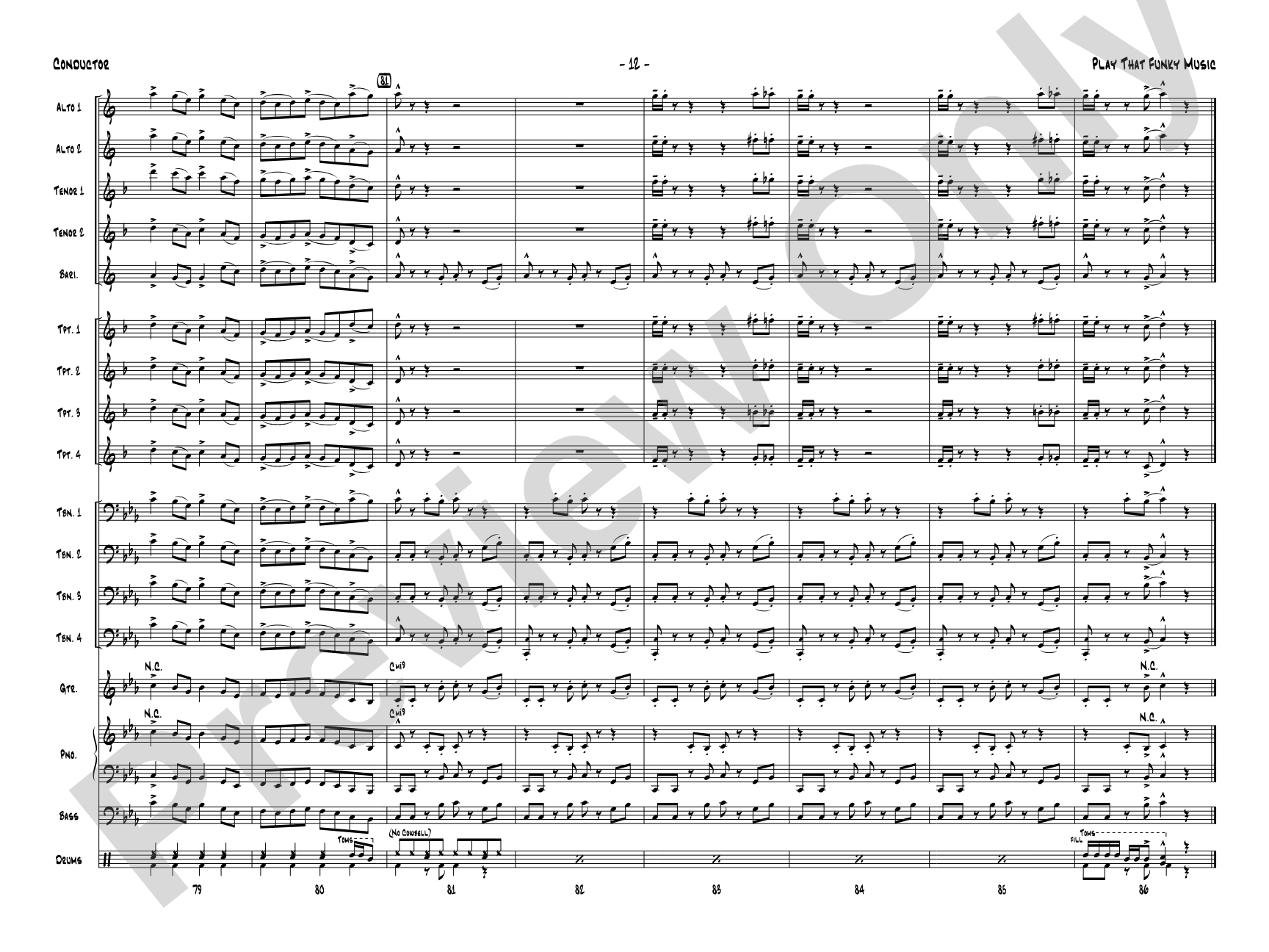 Play That Funky Music: Jazz Ensemble Conductor Score & Parts