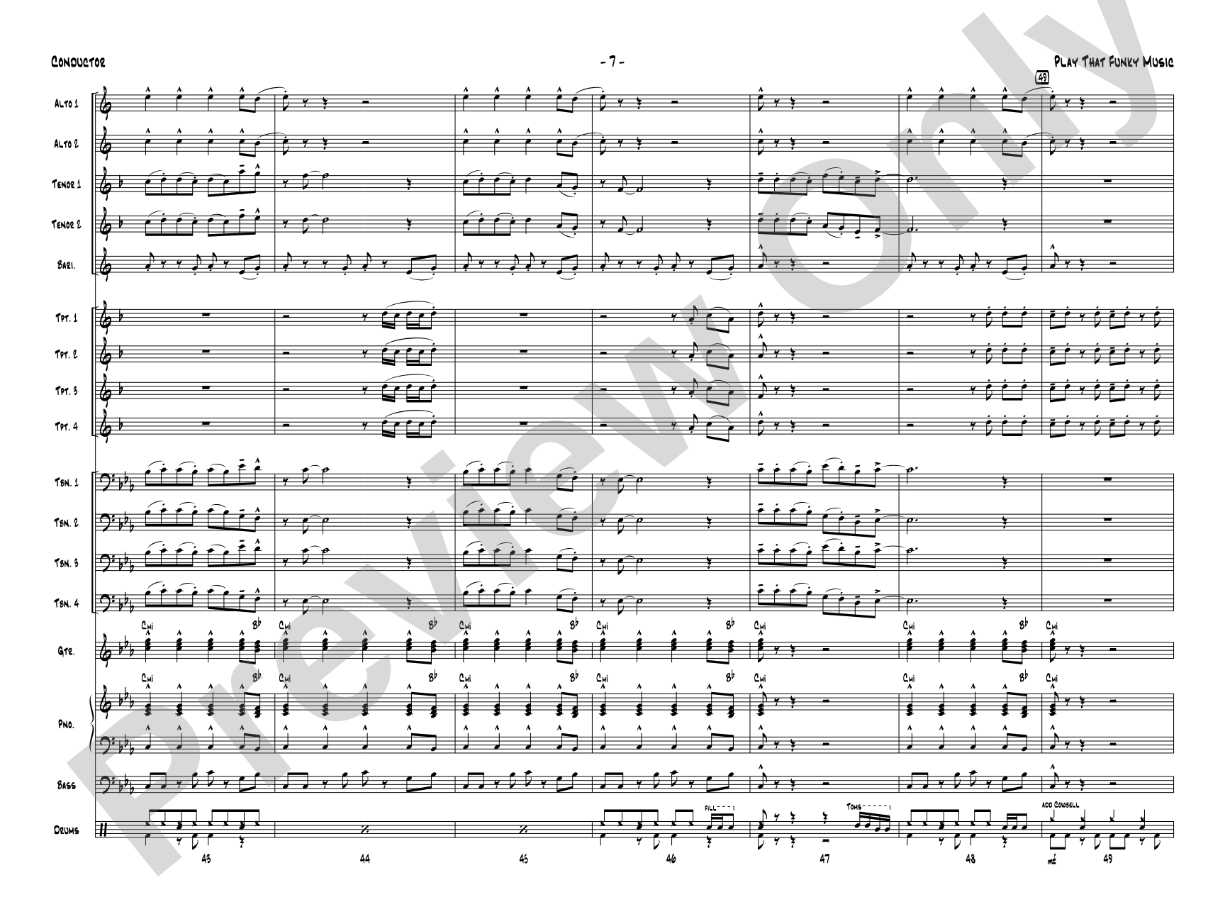 Play That Funky Music: Jazz Ensemble Conductor Score & Parts