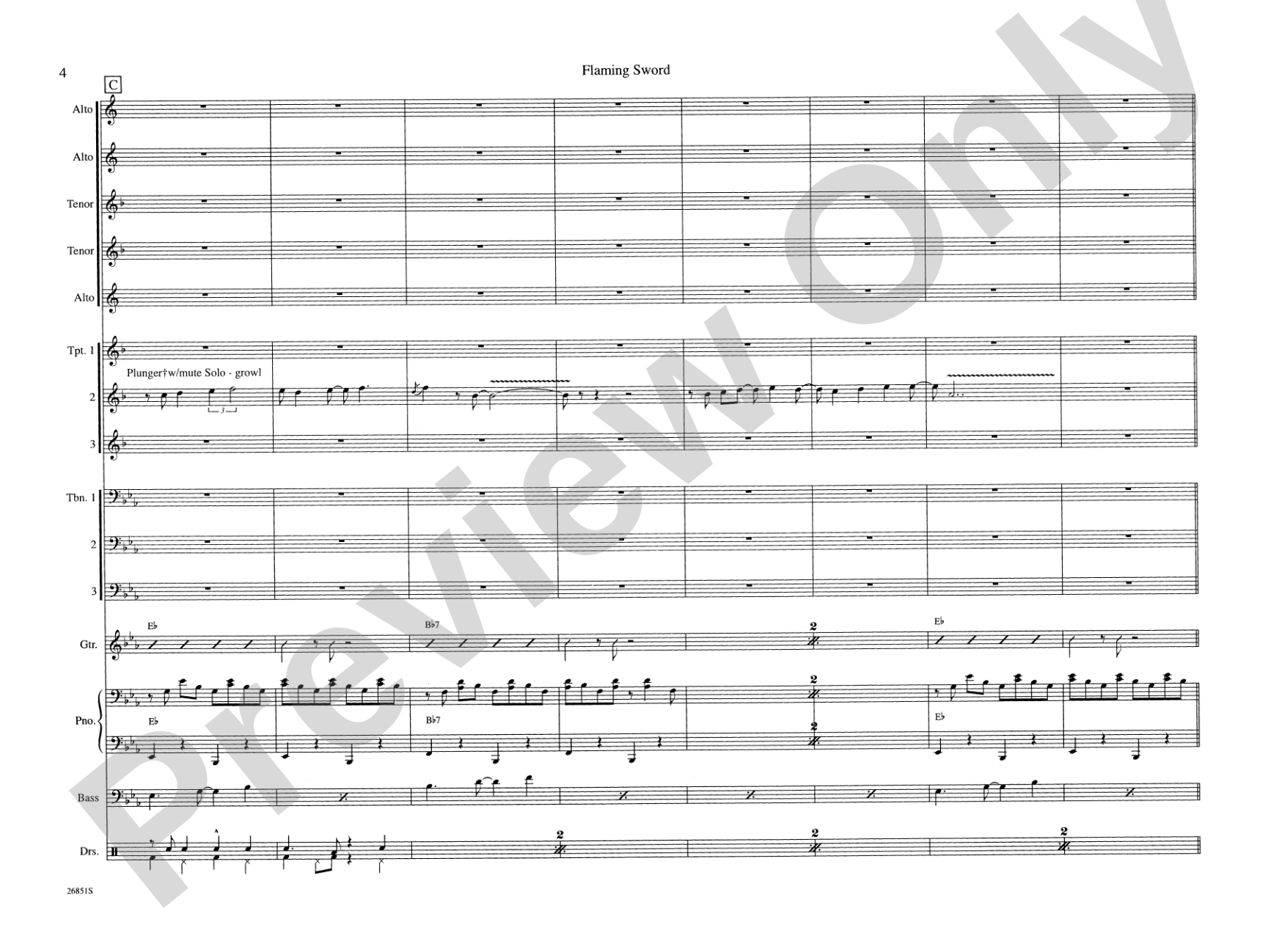 Flaming Sword: Jazz Ensemble Conductor Score & Parts