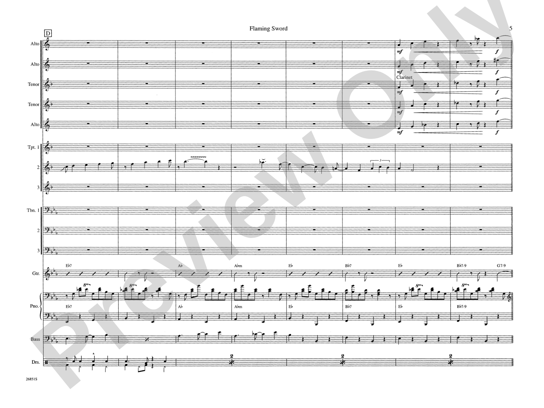 Flaming Sword: Jazz Ensemble Conductor Score & Parts