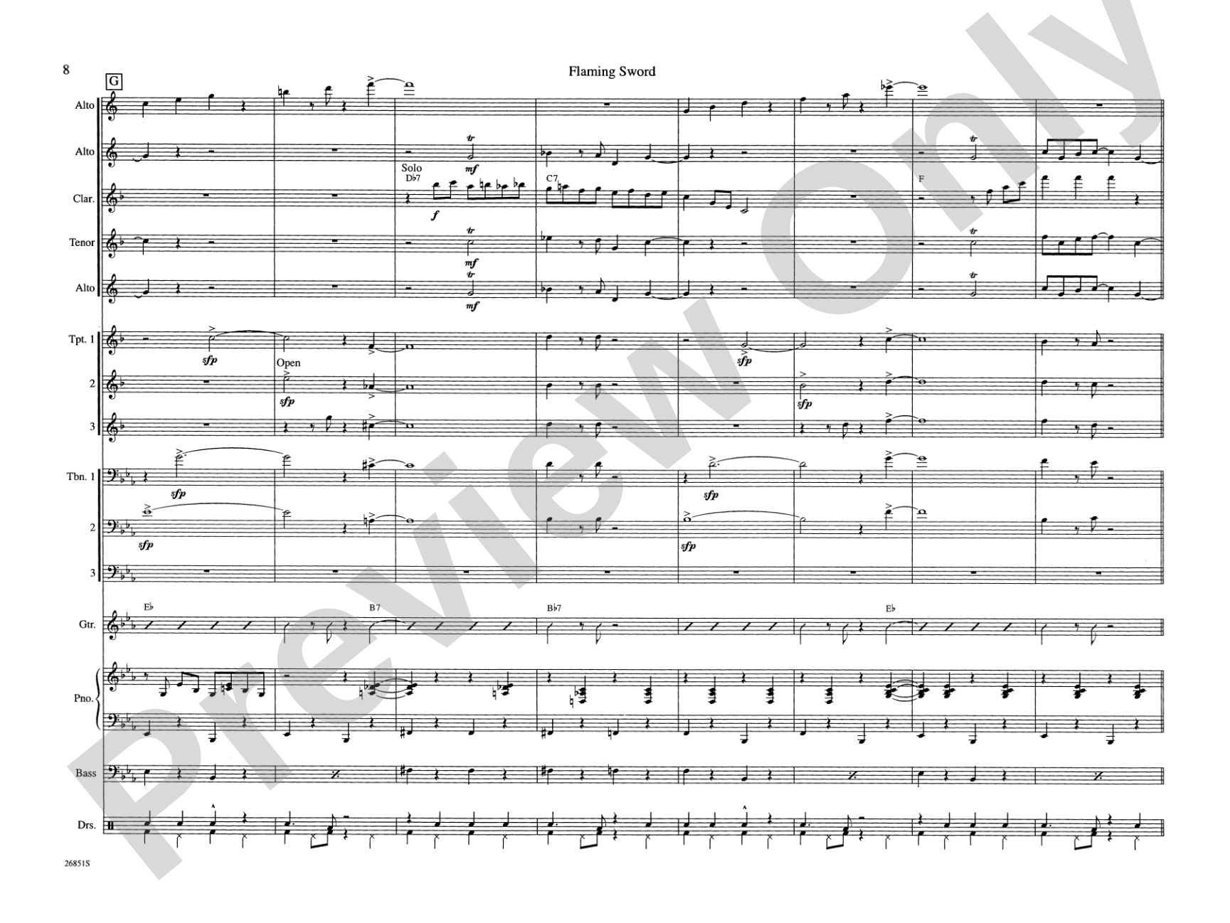 Flaming Sword: Jazz Ensemble Conductor Score & Parts