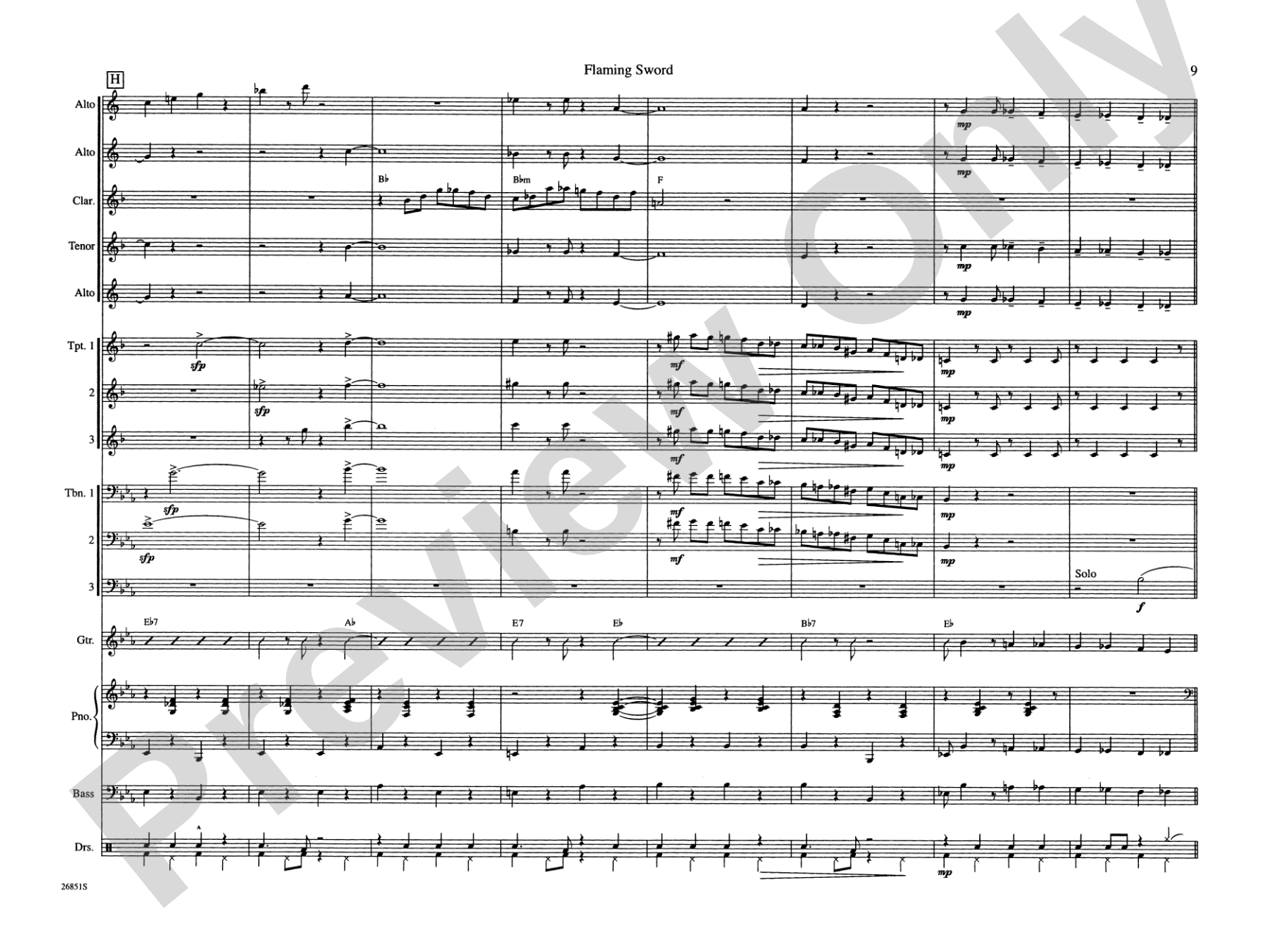 Flaming Sword: Jazz Ensemble Conductor Score & Parts