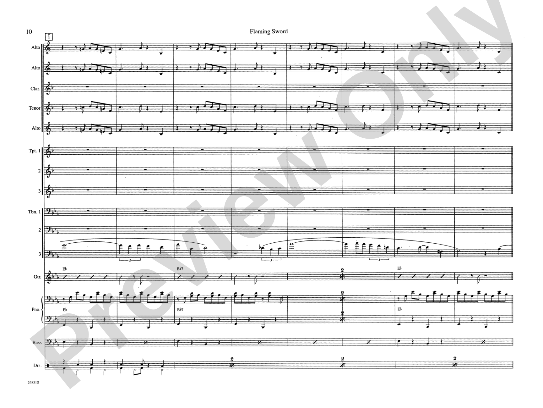 Flaming Sword: Jazz Ensemble Conductor Score & Parts