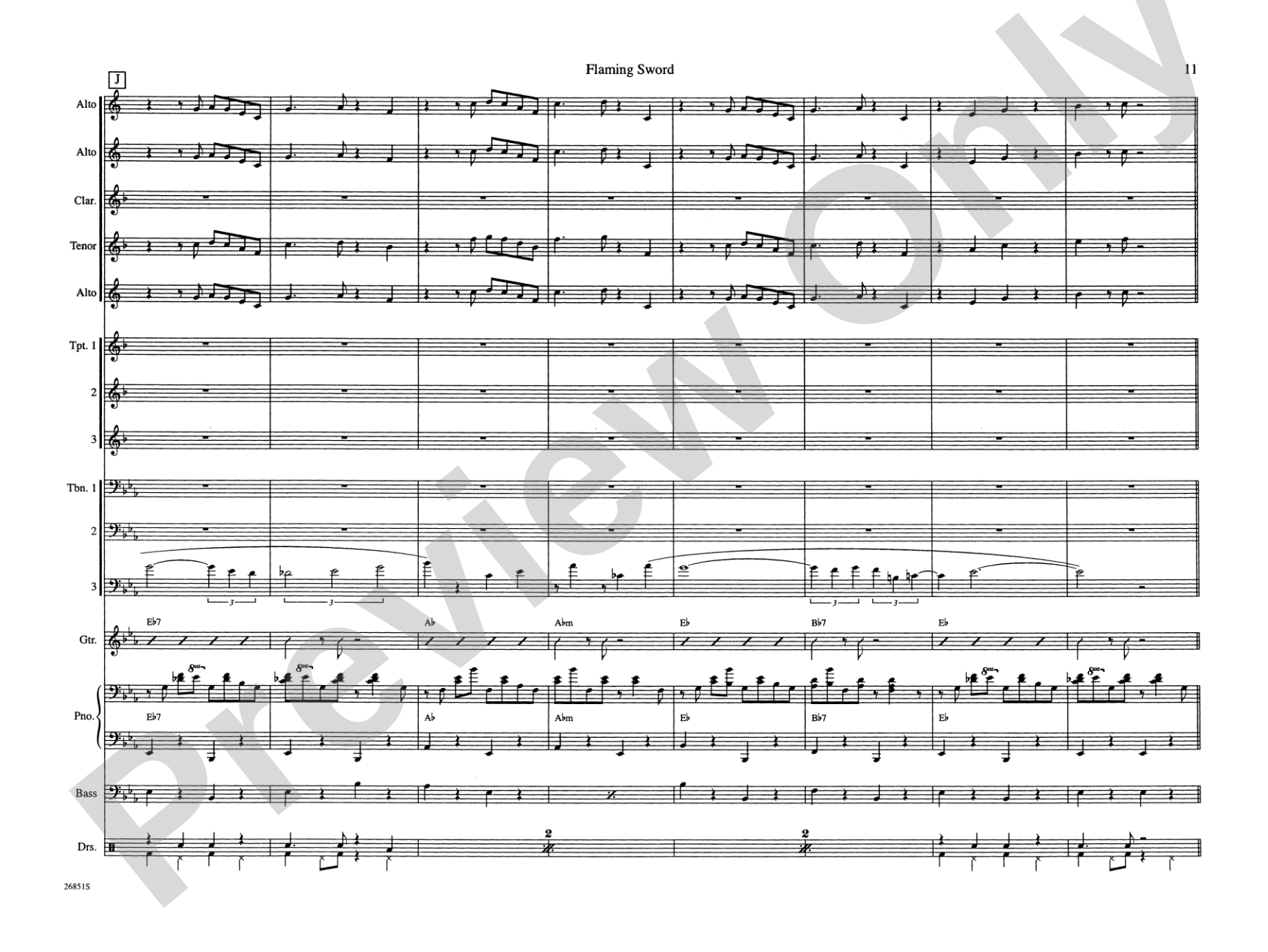 Flaming Sword: Jazz Ensemble Conductor Score & Parts