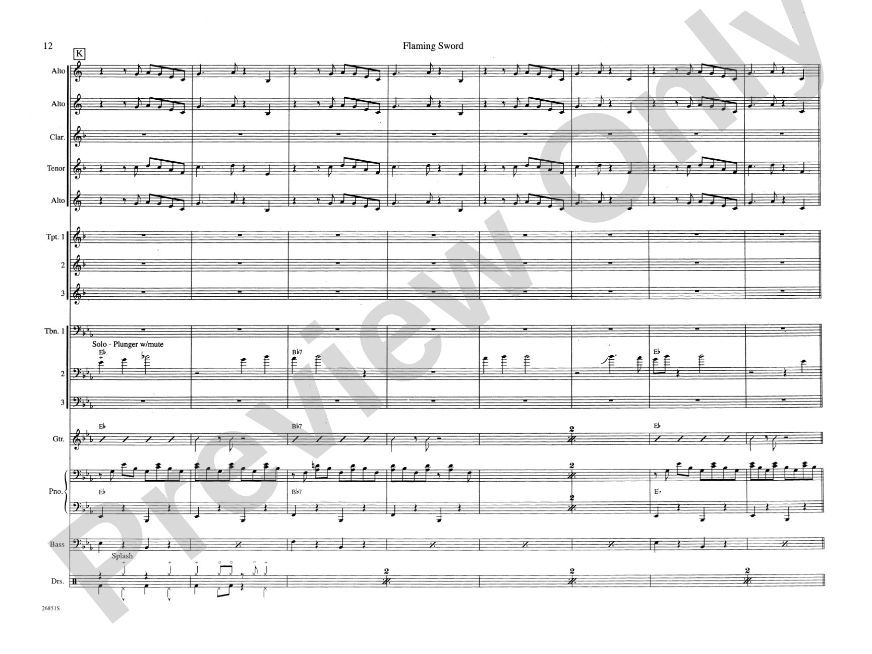 Flaming Sword: Jazz Ensemble Conductor Score & Parts