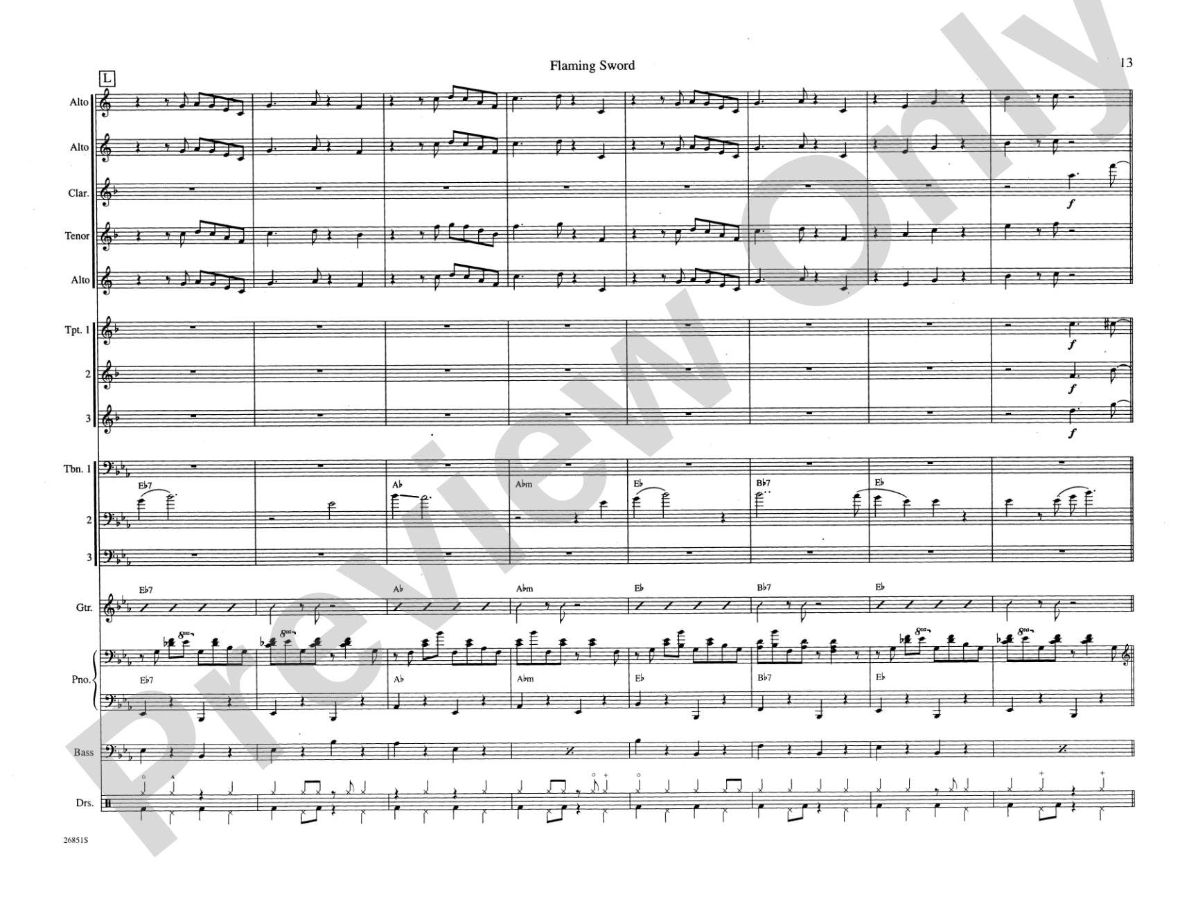 Flaming Sword: Jazz Ensemble Conductor Score & Parts