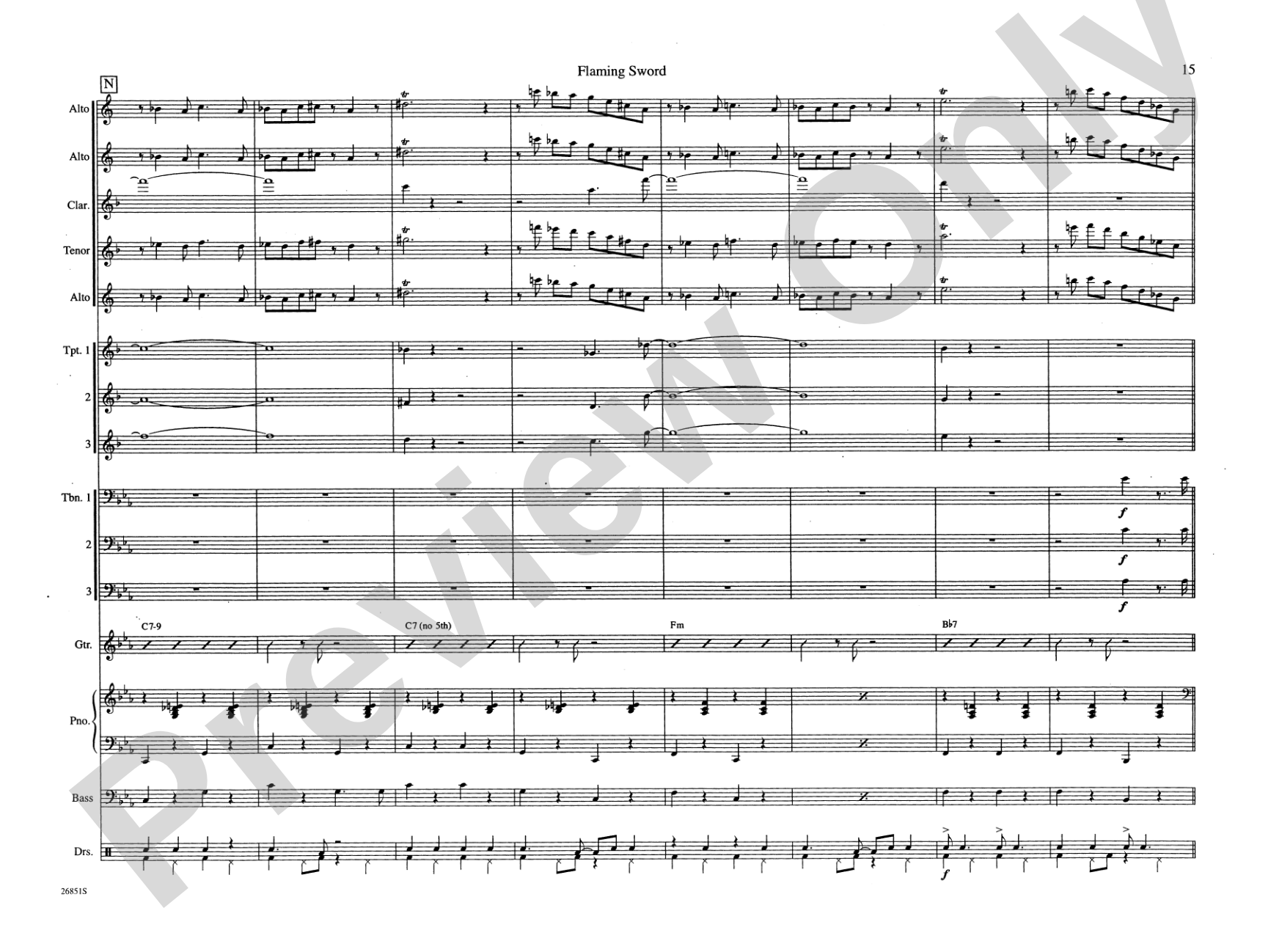 Flaming Sword: Jazz Ensemble Conductor Score & Parts