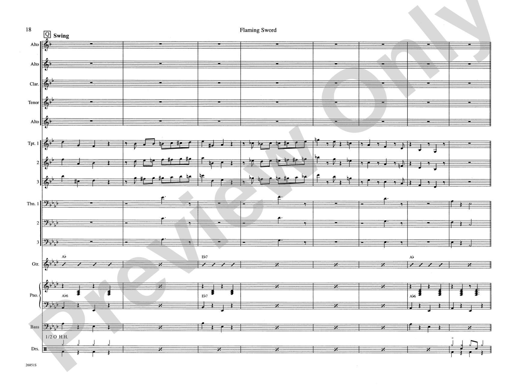 Flaming Sword: Jazz Ensemble Conductor Score & Parts