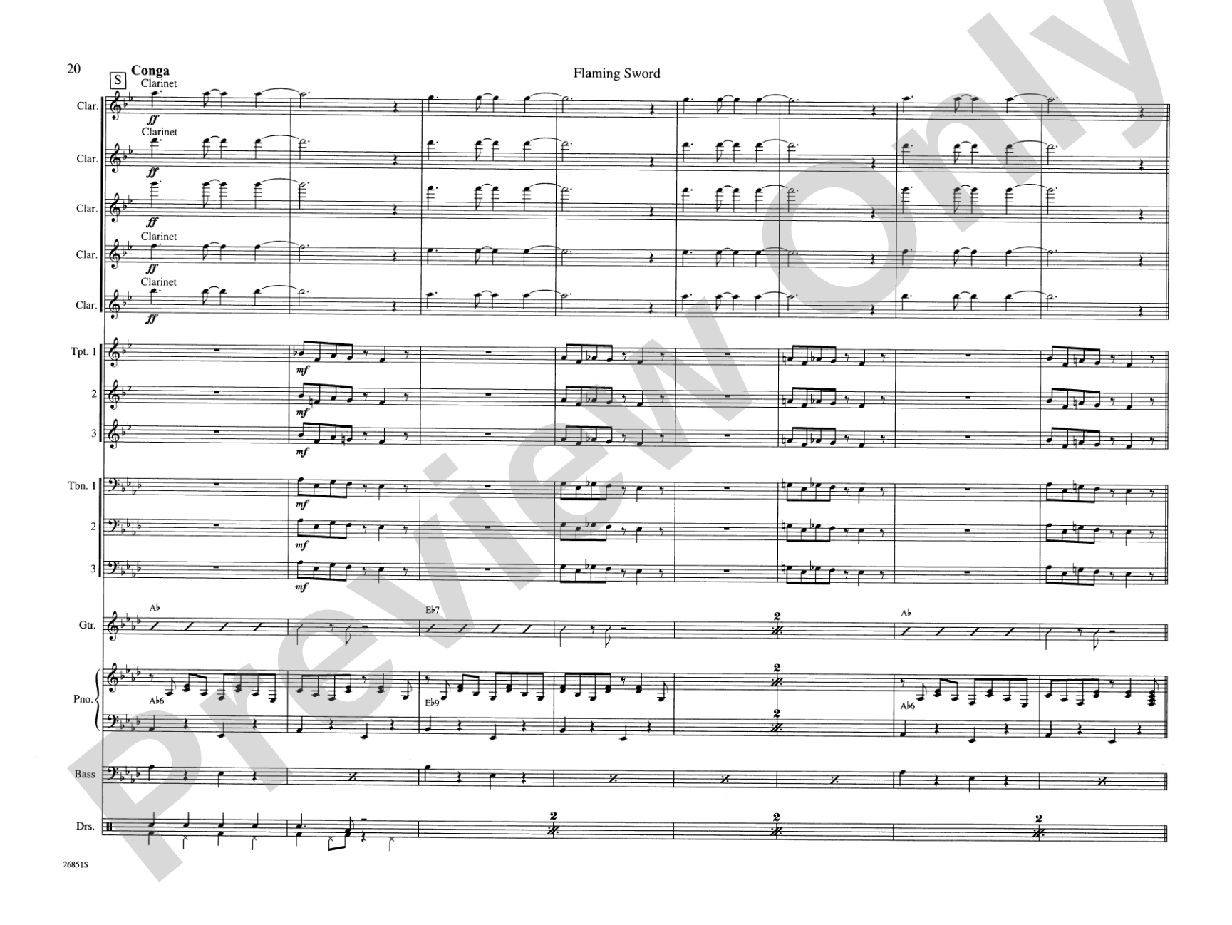 Flaming Sword: Jazz Ensemble Conductor Score & Parts