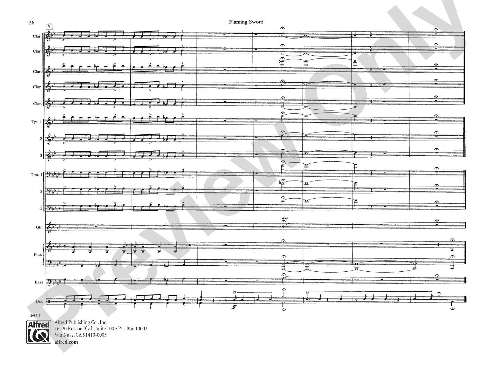 Flaming Sword: Jazz Ensemble Conductor Score & Parts