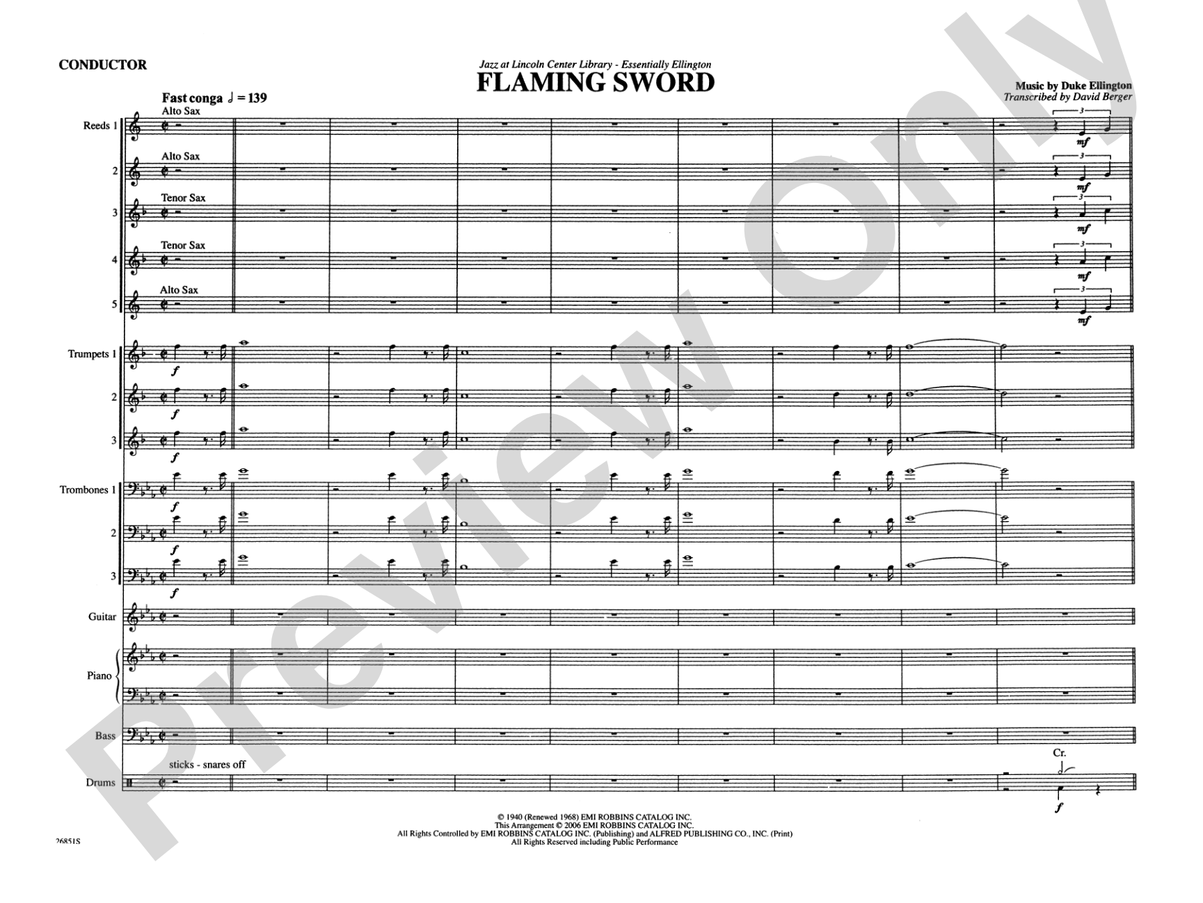 Flaming Sword: Jazz Ensemble Conductor Score & Parts