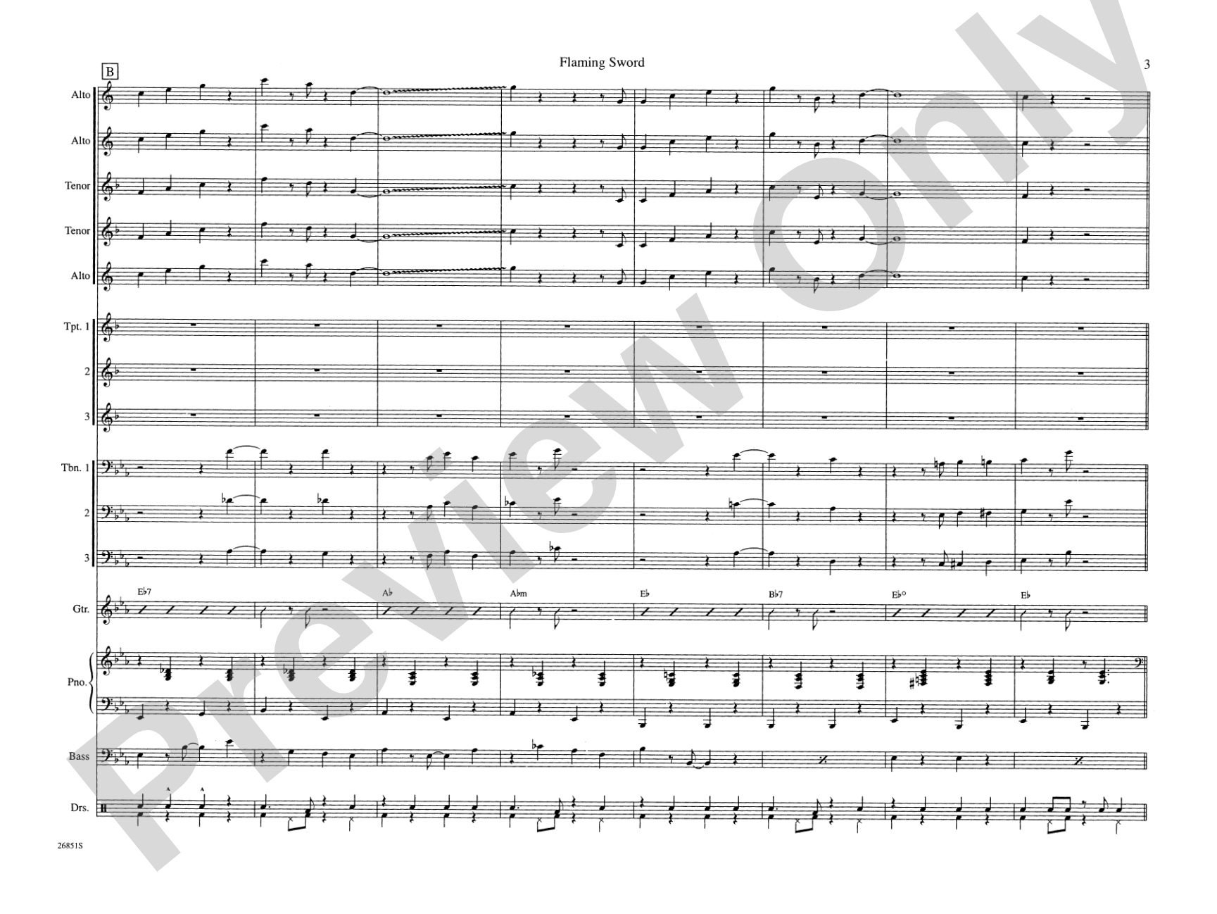 Flaming Sword: Jazz Ensemble Conductor Score & Parts