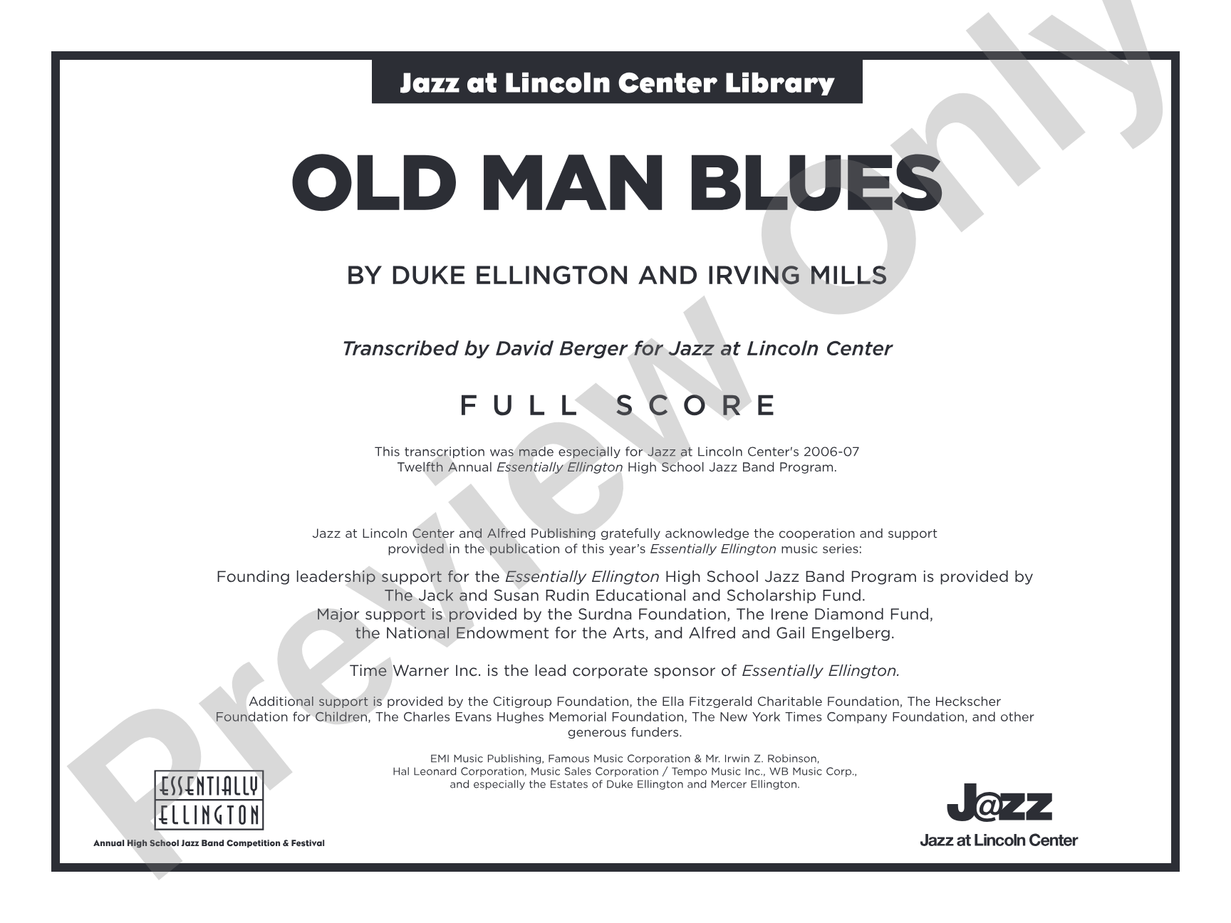 Old Man Blues: Jazz Ensemble Conductor Score & Parts