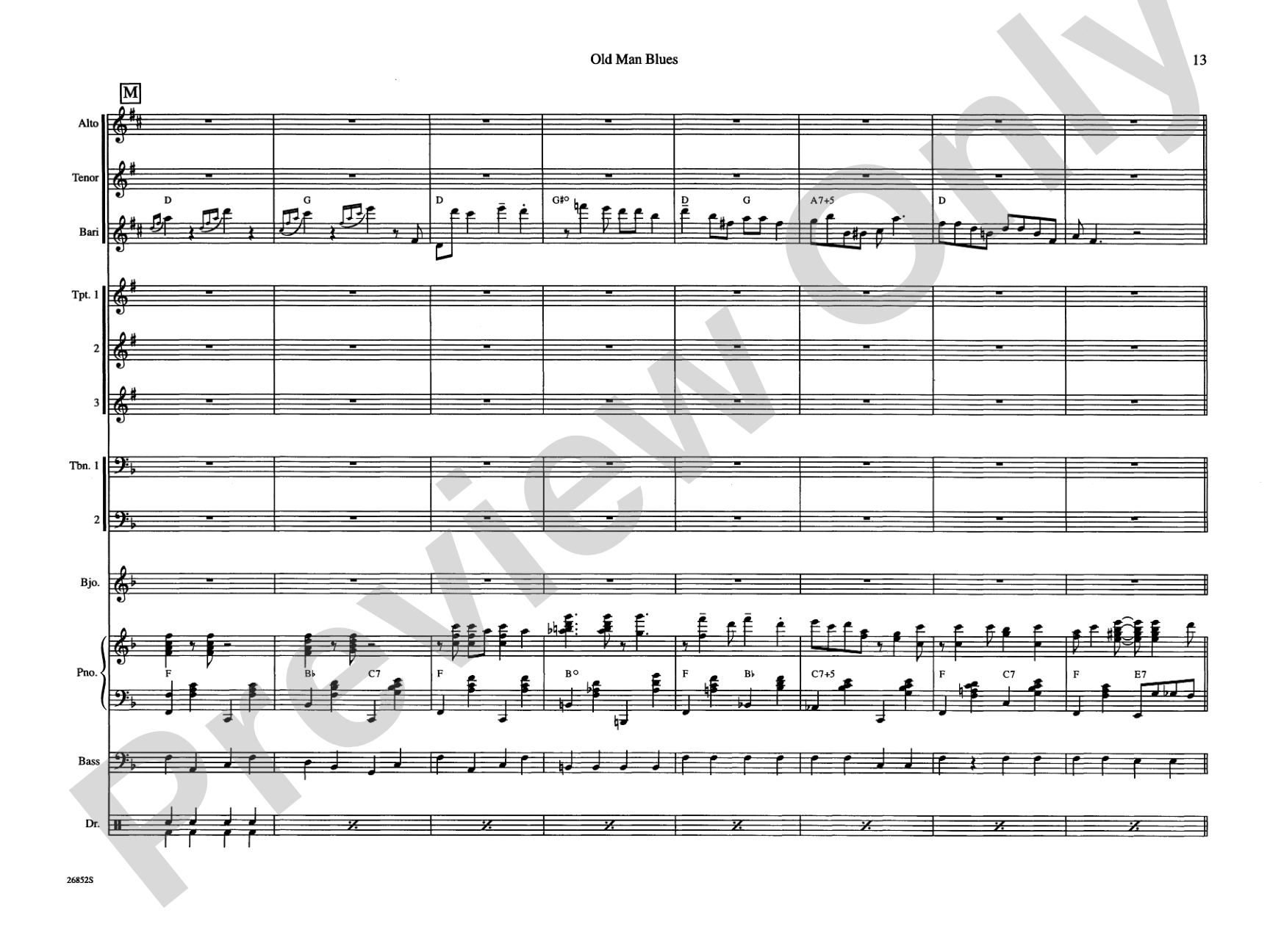 Old Man Blues: Jazz Ensemble Conductor Score & Parts