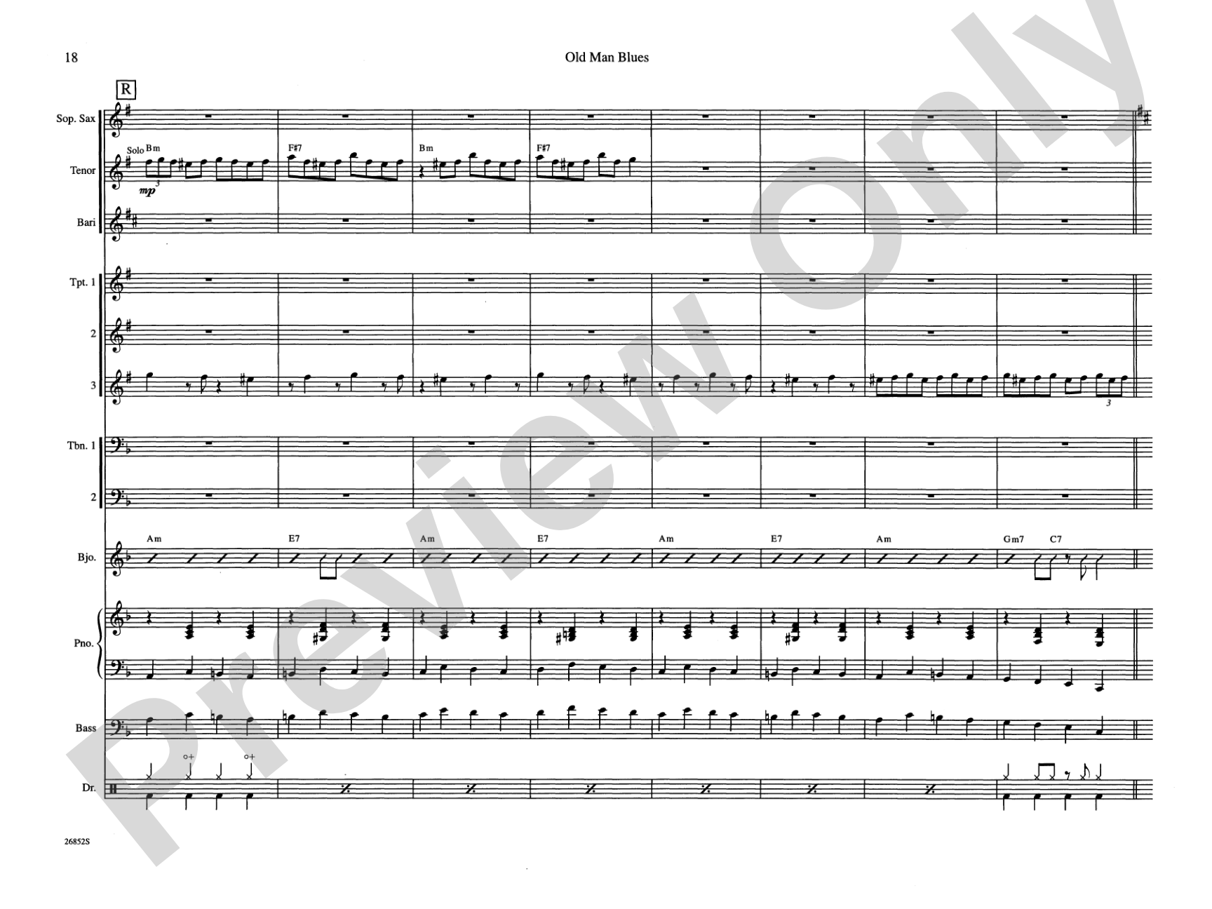 Old Man Blues: Jazz Ensemble Conductor Score & Parts