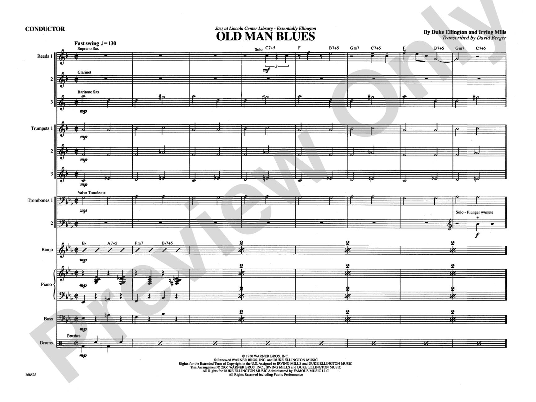 Old Man Blues: Jazz Ensemble Conductor Score & Parts