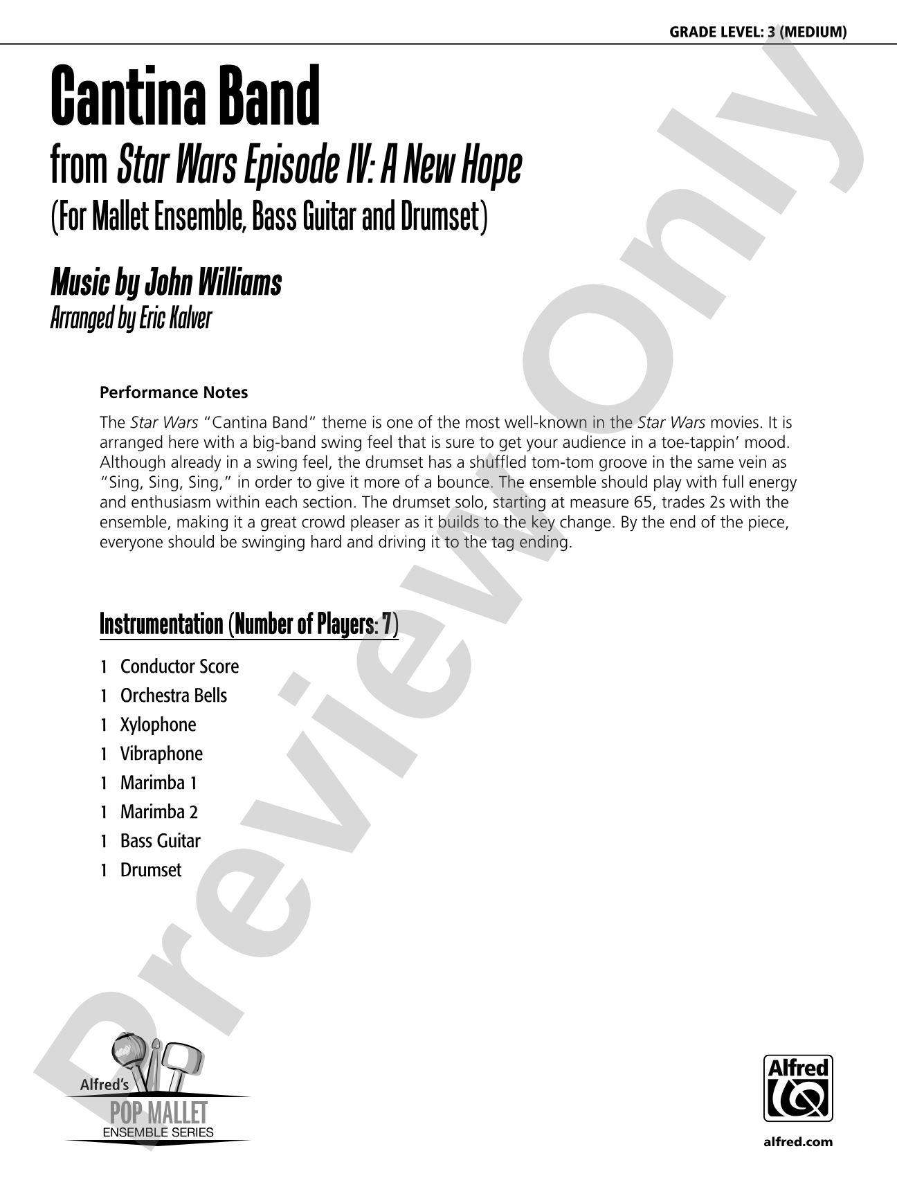 Cantina Band (from Star Wars Episode IV: A New Hope): Percussion Ensemble Conductor Score & Parts