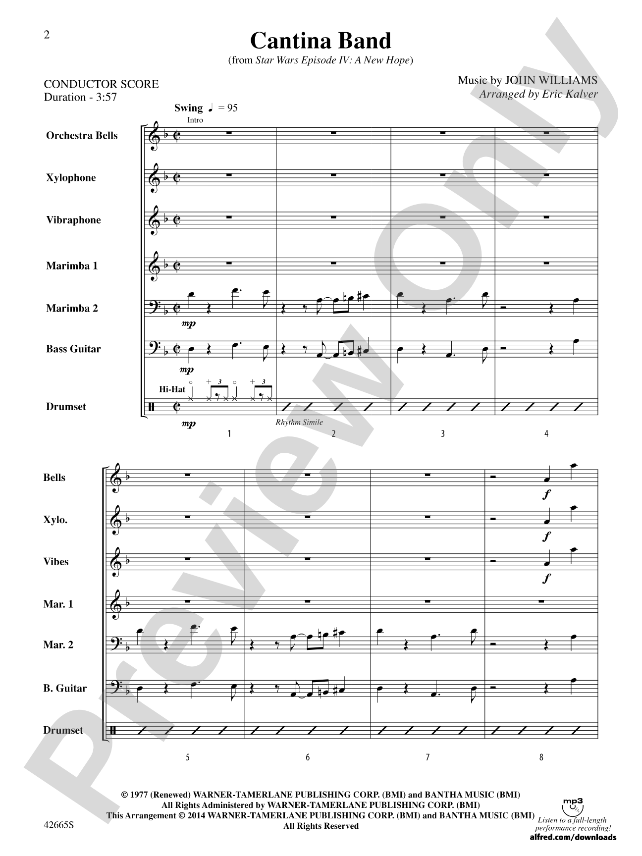 Cantina Band (from Star Wars Episode IV: A New Hope): Percussion Ensemble Conductor Score & Parts