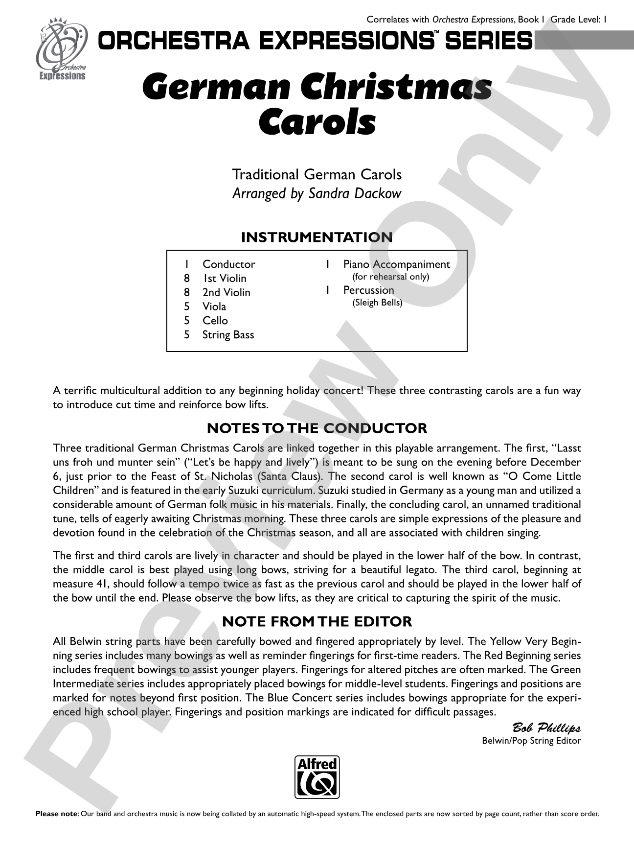 German Christmas Carols: String Orchestra Conductor Score & Parts